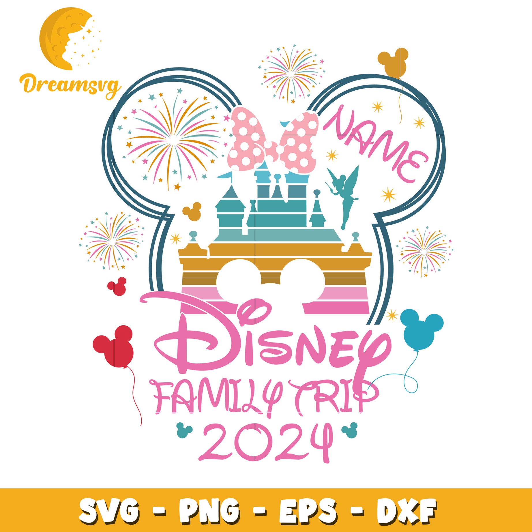 Disney Family Trip 2024 SVG Design with Custom Name Option