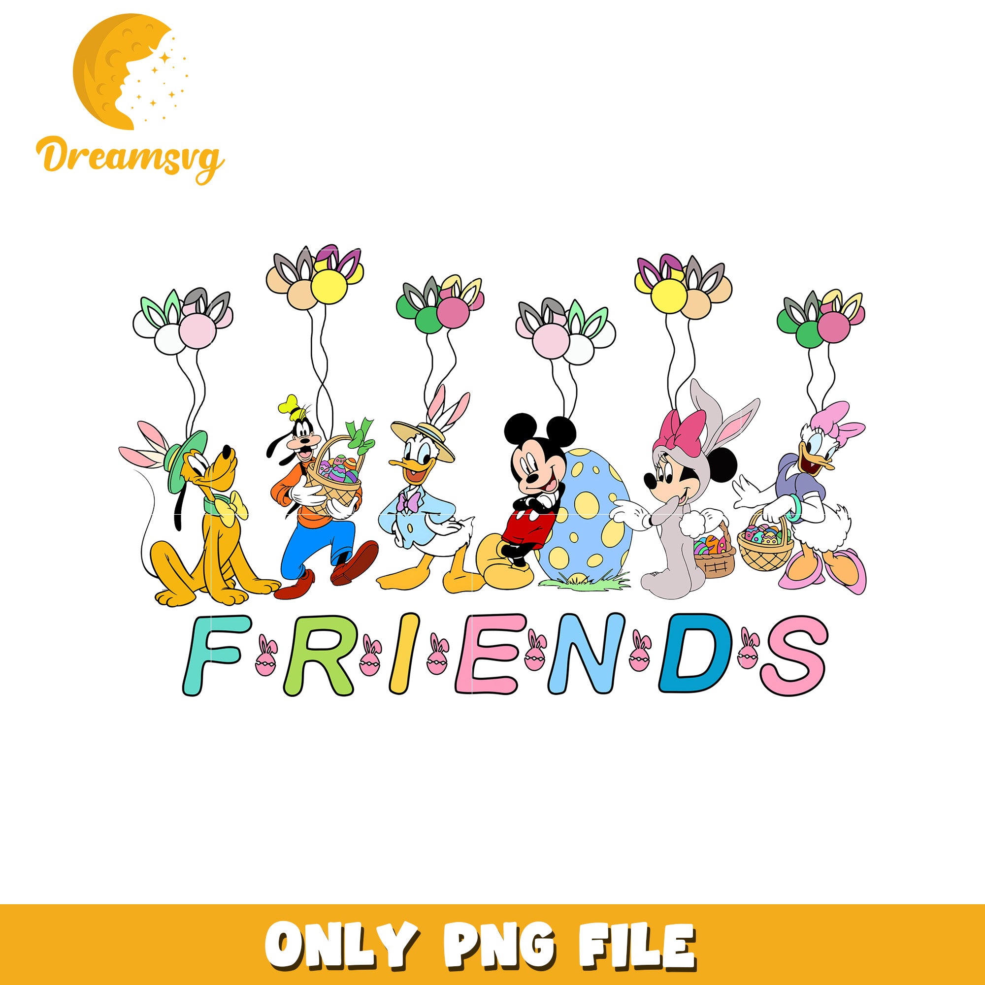 Disney Friends Easter Celebration Colorful PNG Design