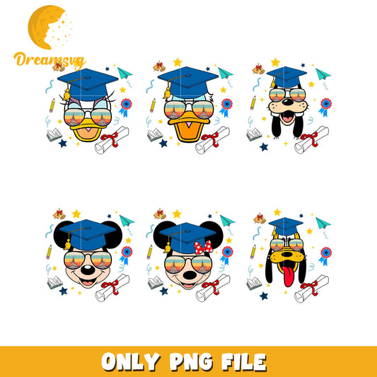 Disney Grad PNG Bundle Mickey, Minnie, Donald & Goofy