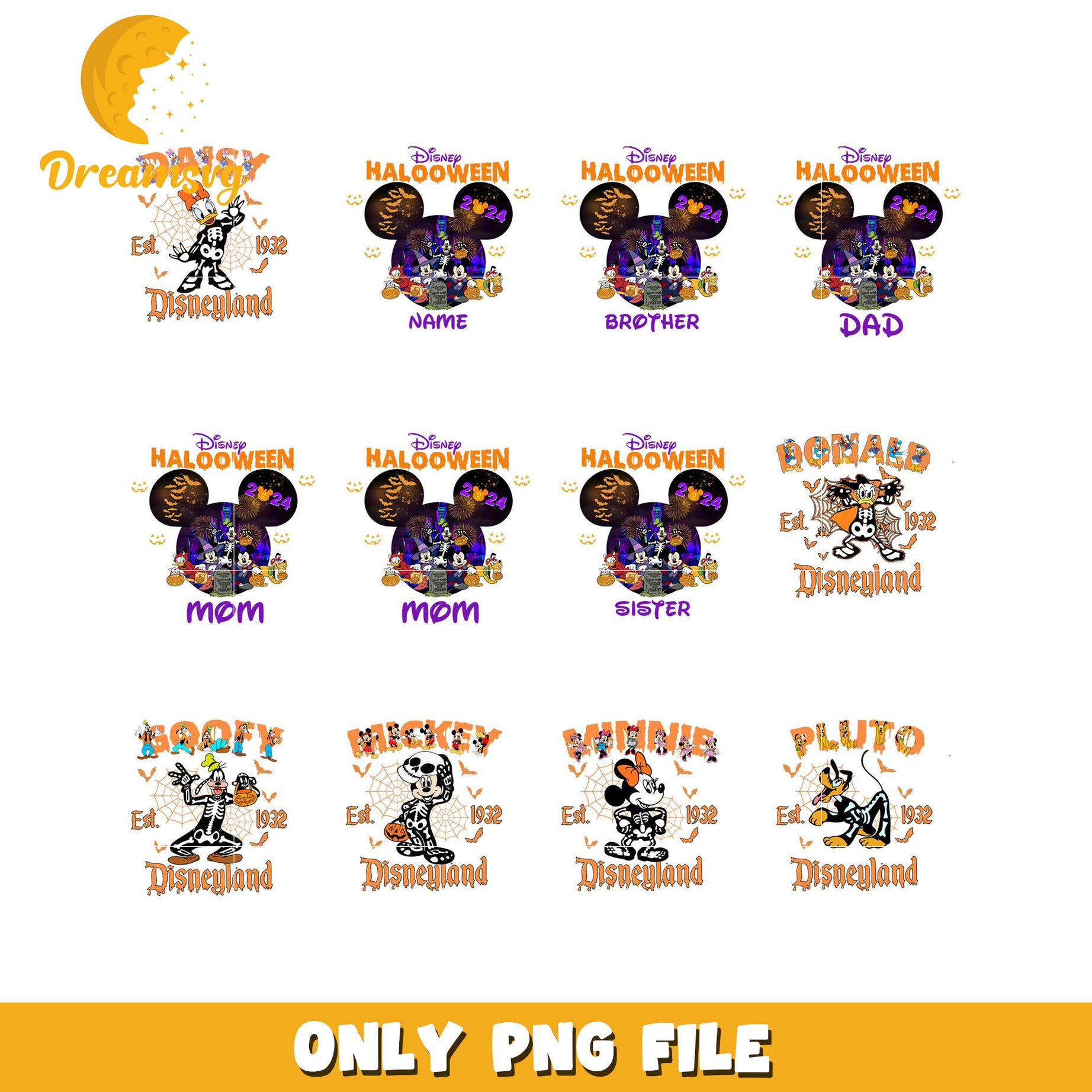 Disney Halloween Bundle PNG Personalized Family Designs