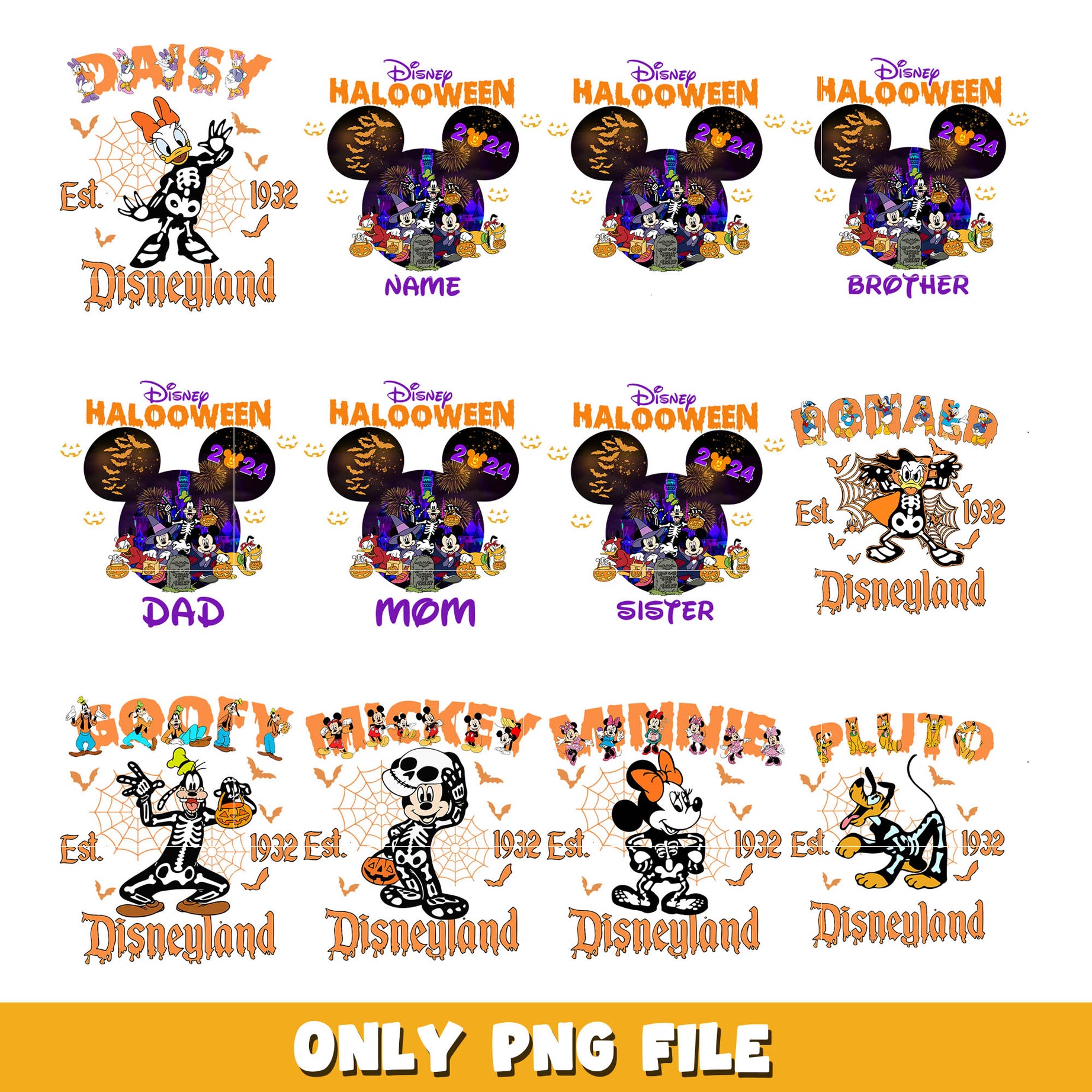 Disney halloween birthday png bundle, Disney halloween png, Disney png