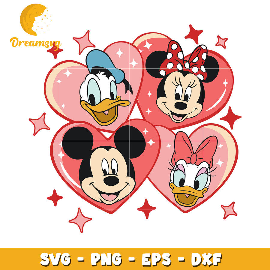 Disney Hearts SVG PNG EPS DXF Cut File