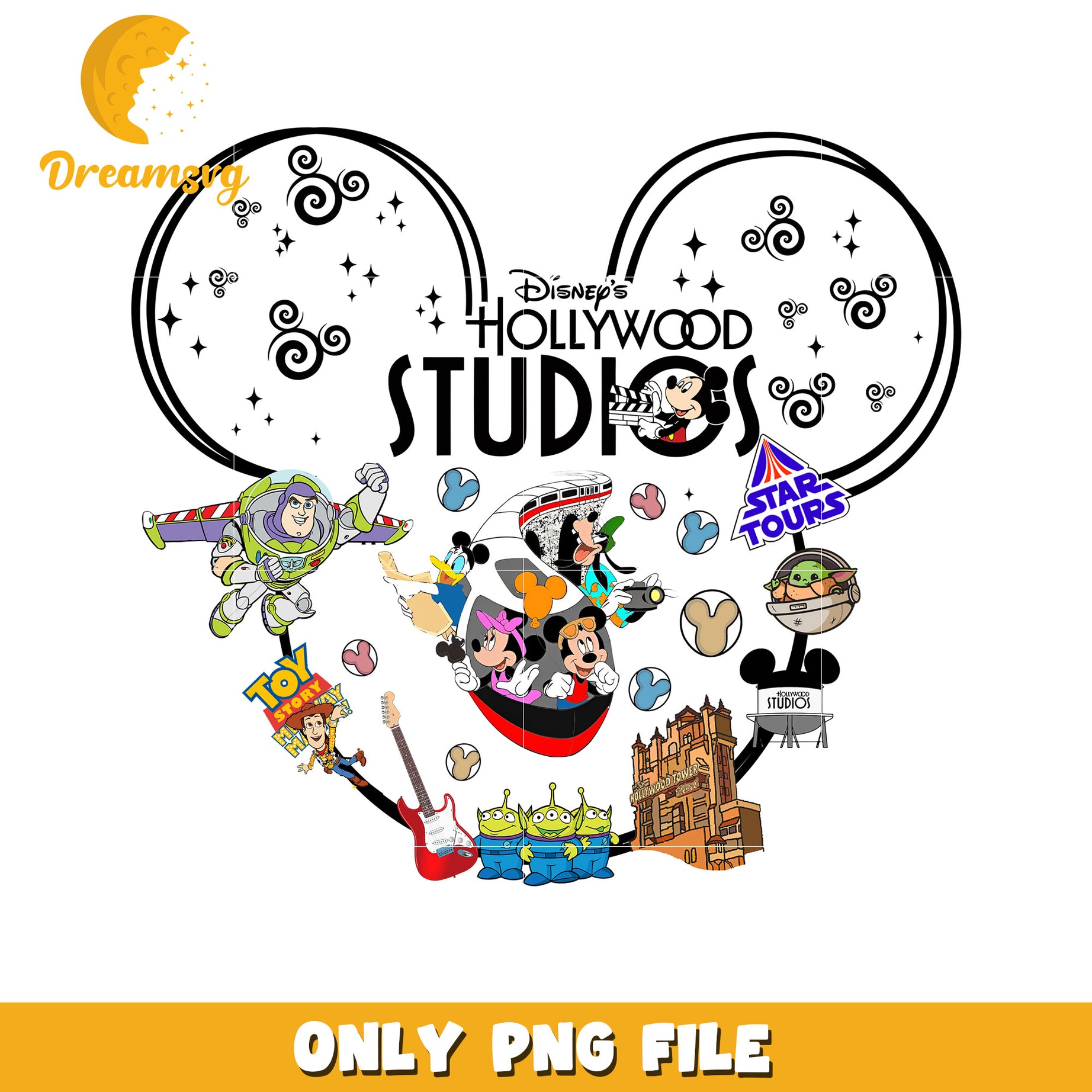 Disney Hollywood Studios Iconic PNG Art Design Download