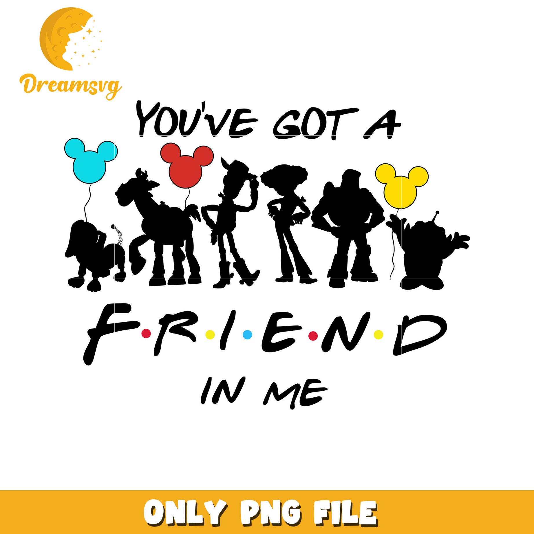 Disney Inspired Friends PNG Design for Fun Projects