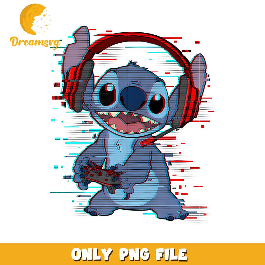 Disney Lilo  Stitch Gamer Glitch Headset And Controller T-Shirt
