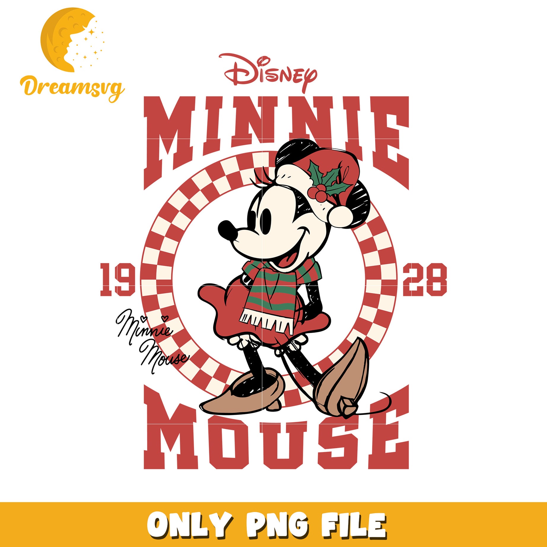 Disney Minnie Mouse Vintage Holiday PNG File Design