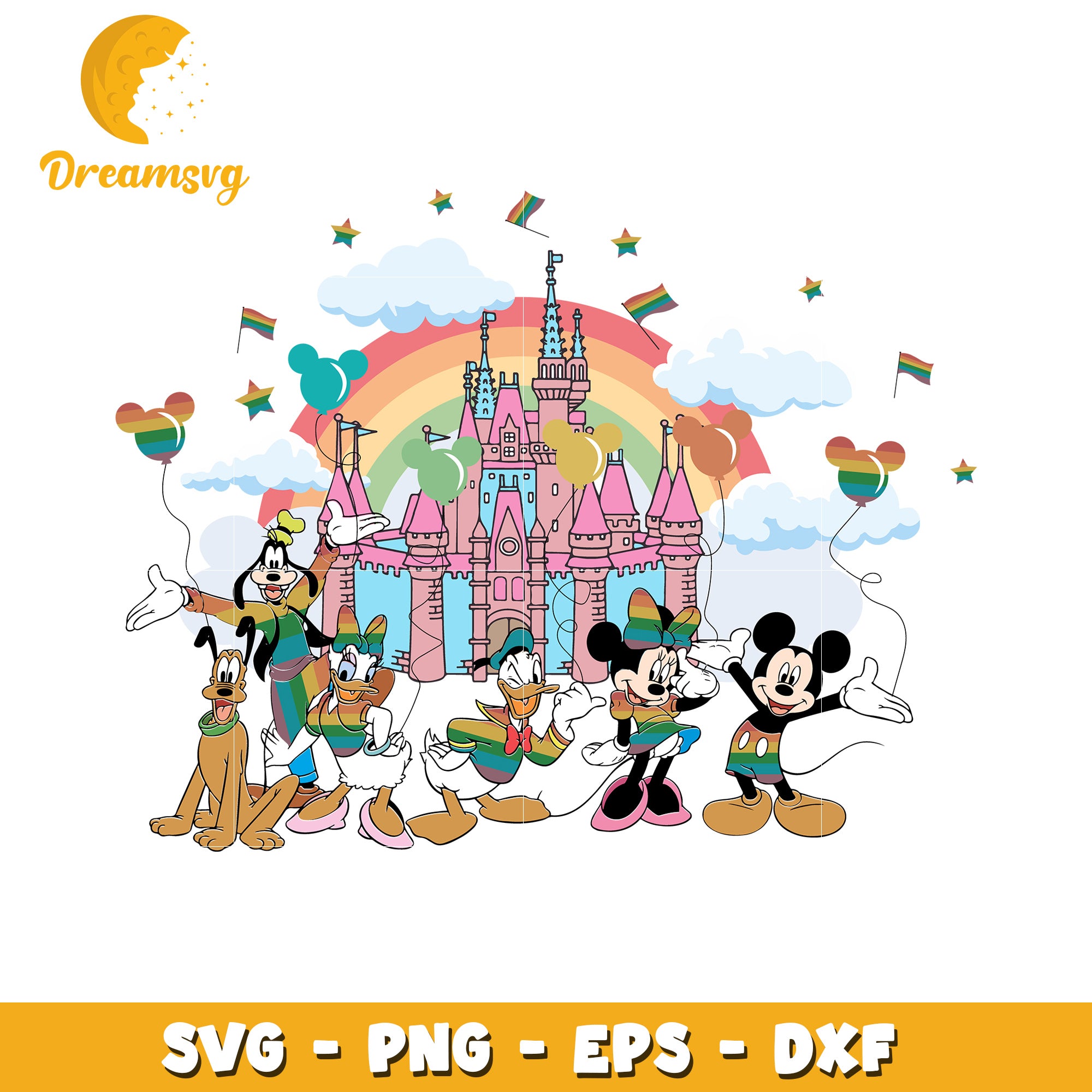 Disney Pride Castle SVG PNG EPS DXF