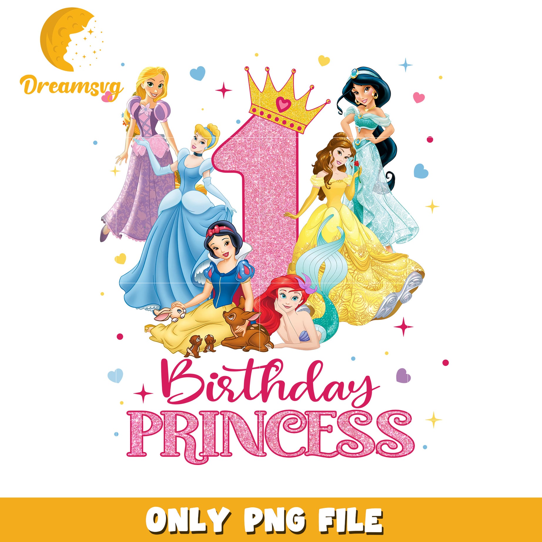 Disney Princess 1st Birthday PNG