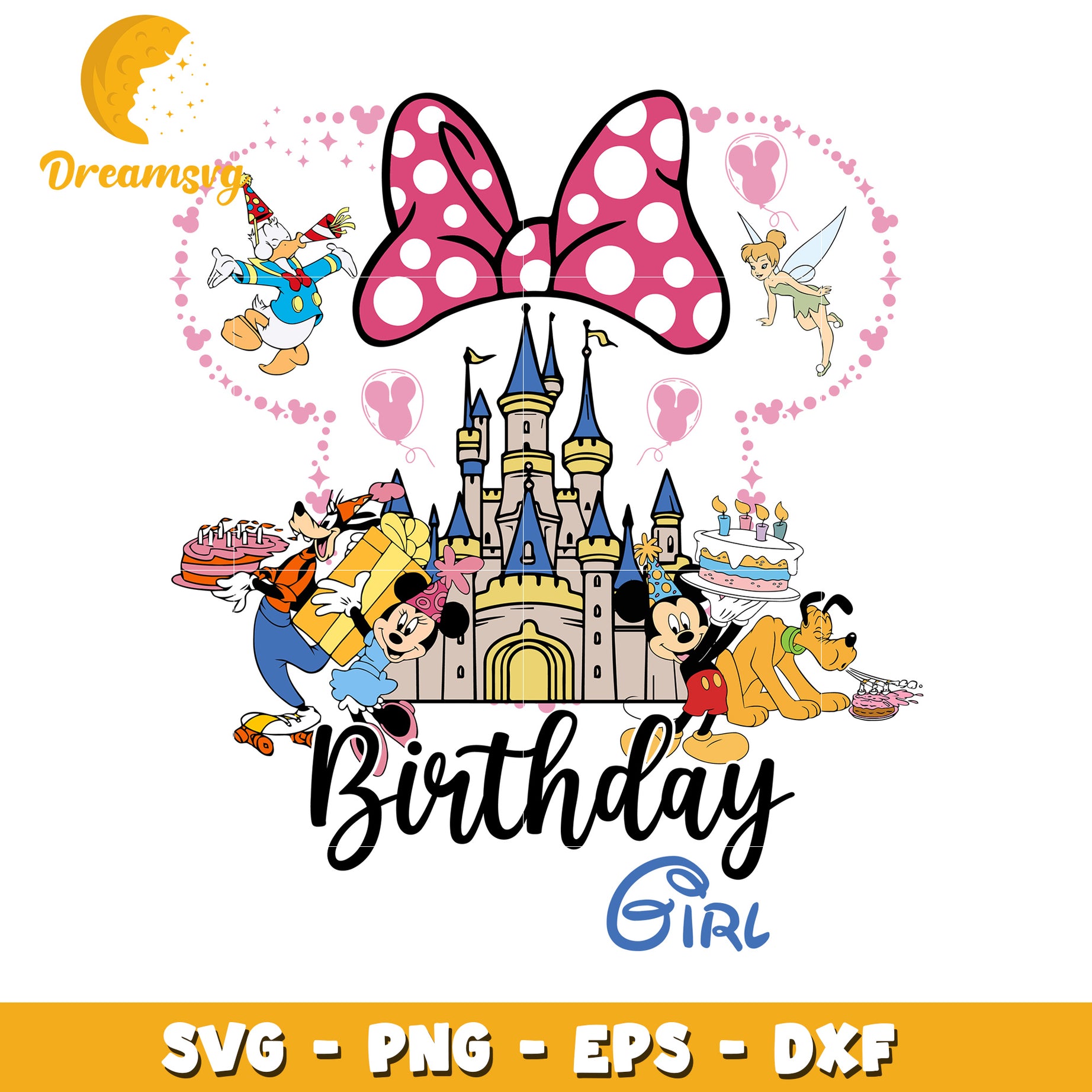 Disney Princess Birthday Girl SVG for Kids Party Decorations