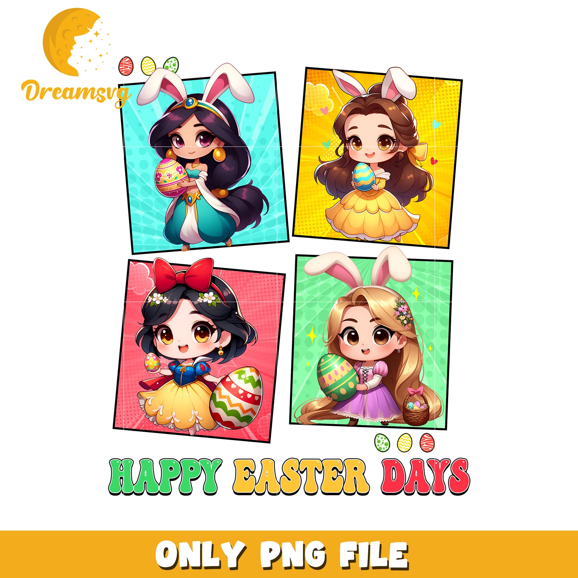 Disney Princesses Easter PNG Cute Bunny Design