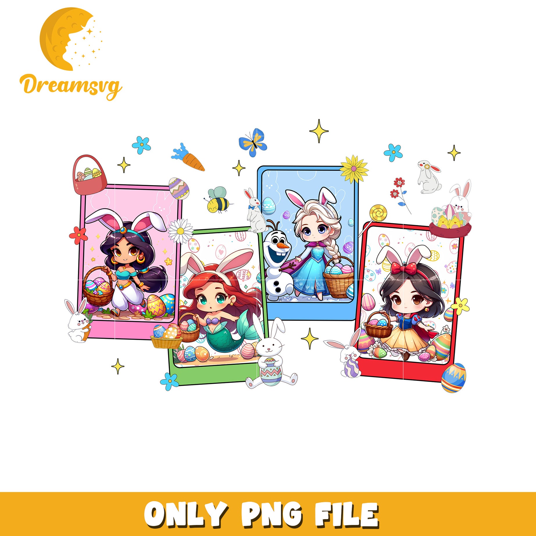 Disney Princesses Easter PNG Cute Easter Bunny Design