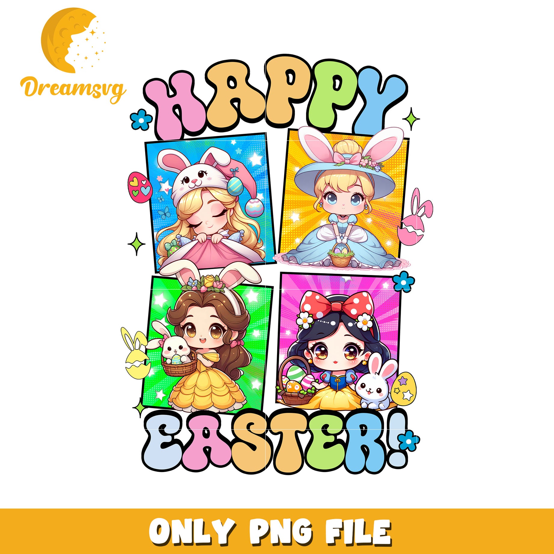 Disney Princesses Happy Easter PNG