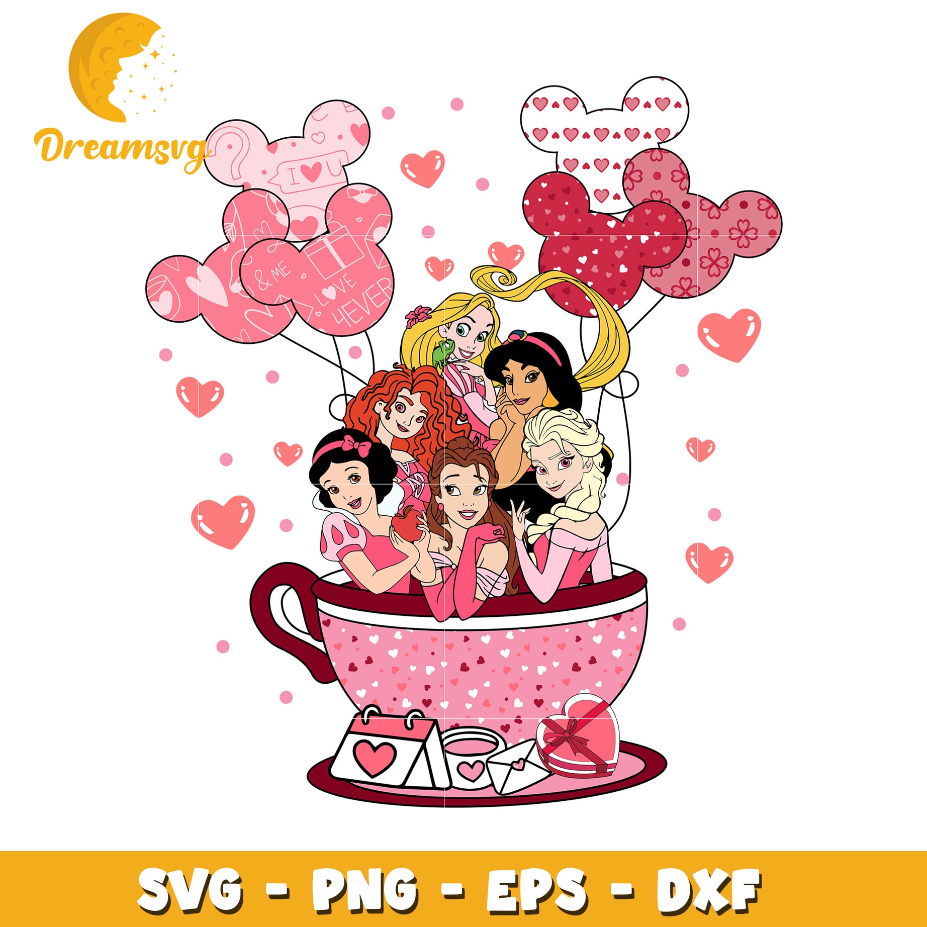 Disney Princesses Valentine SVG Cut File