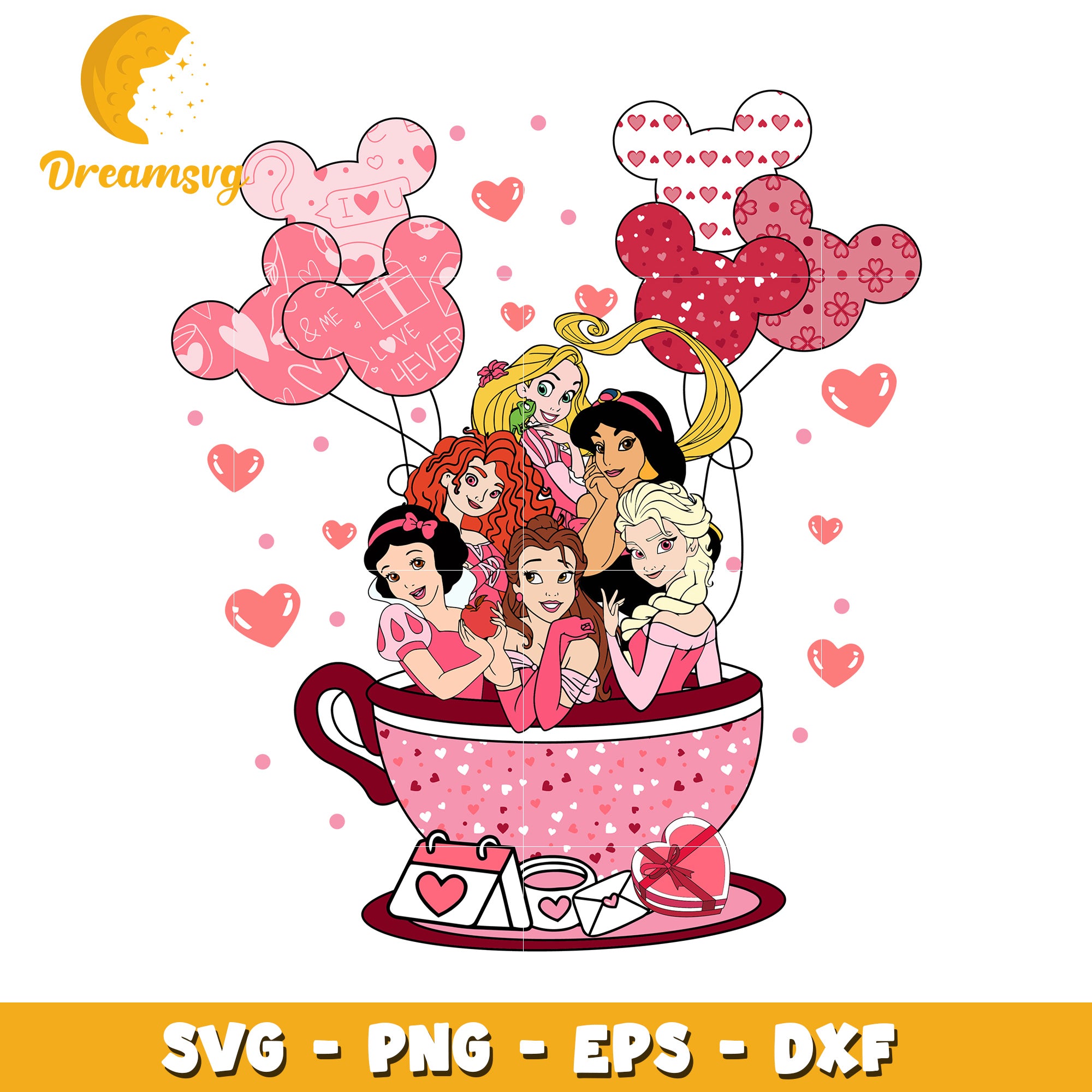 Disney Princesses Valentine SVG Cut File