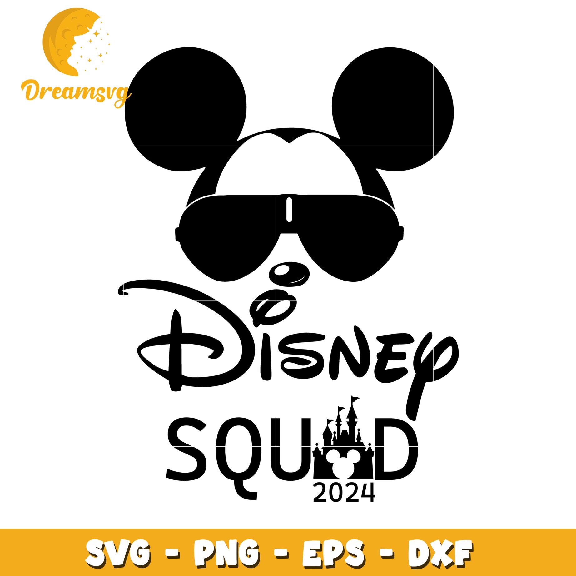 Disney Squad 2024 SVG Design with Mickey Mouse Icon and Glasses