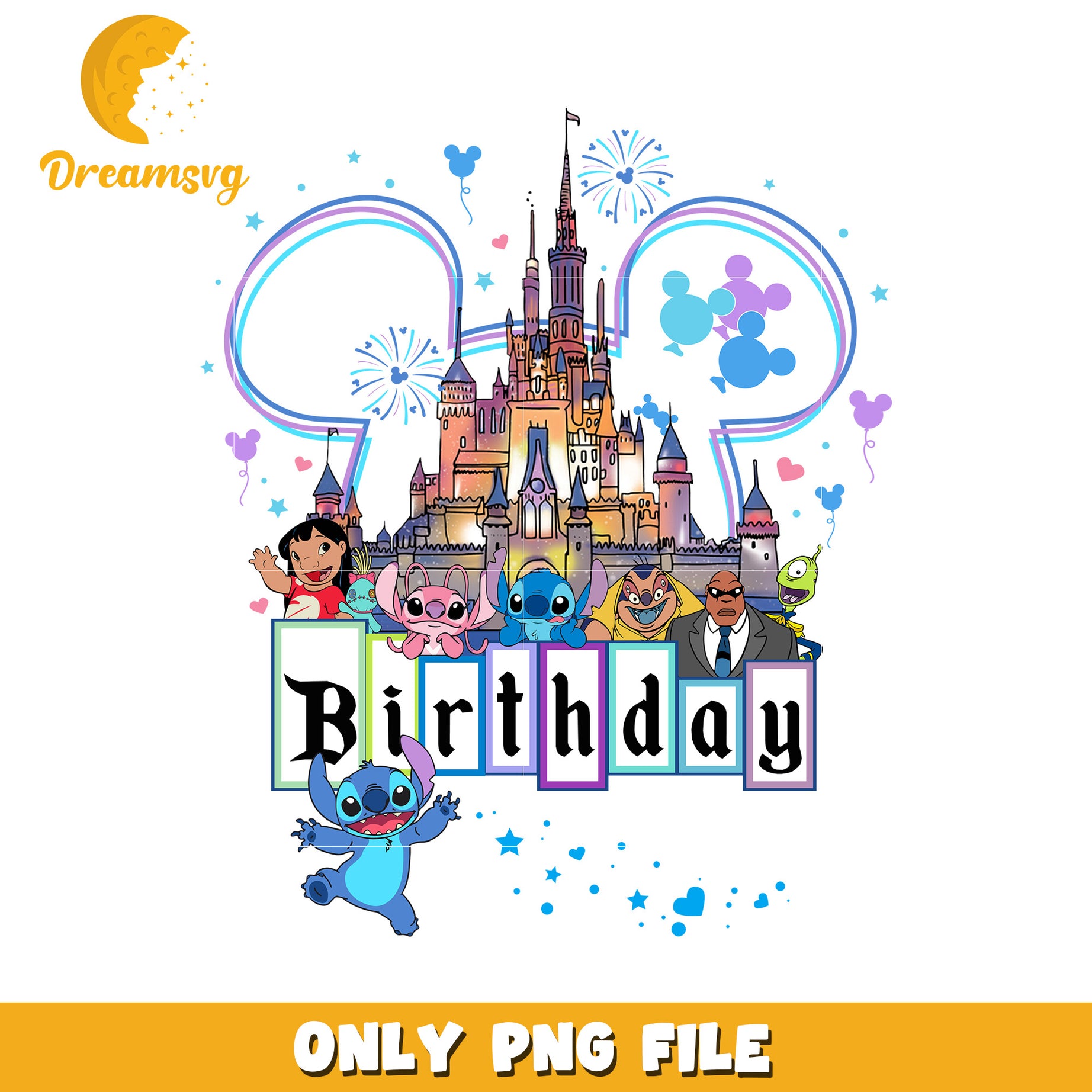 Disney Stitch Birthday PNG, Printable File