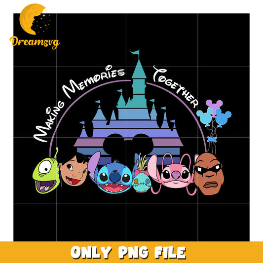Disney Stitch Family Memories PNG, Castle, Balloons