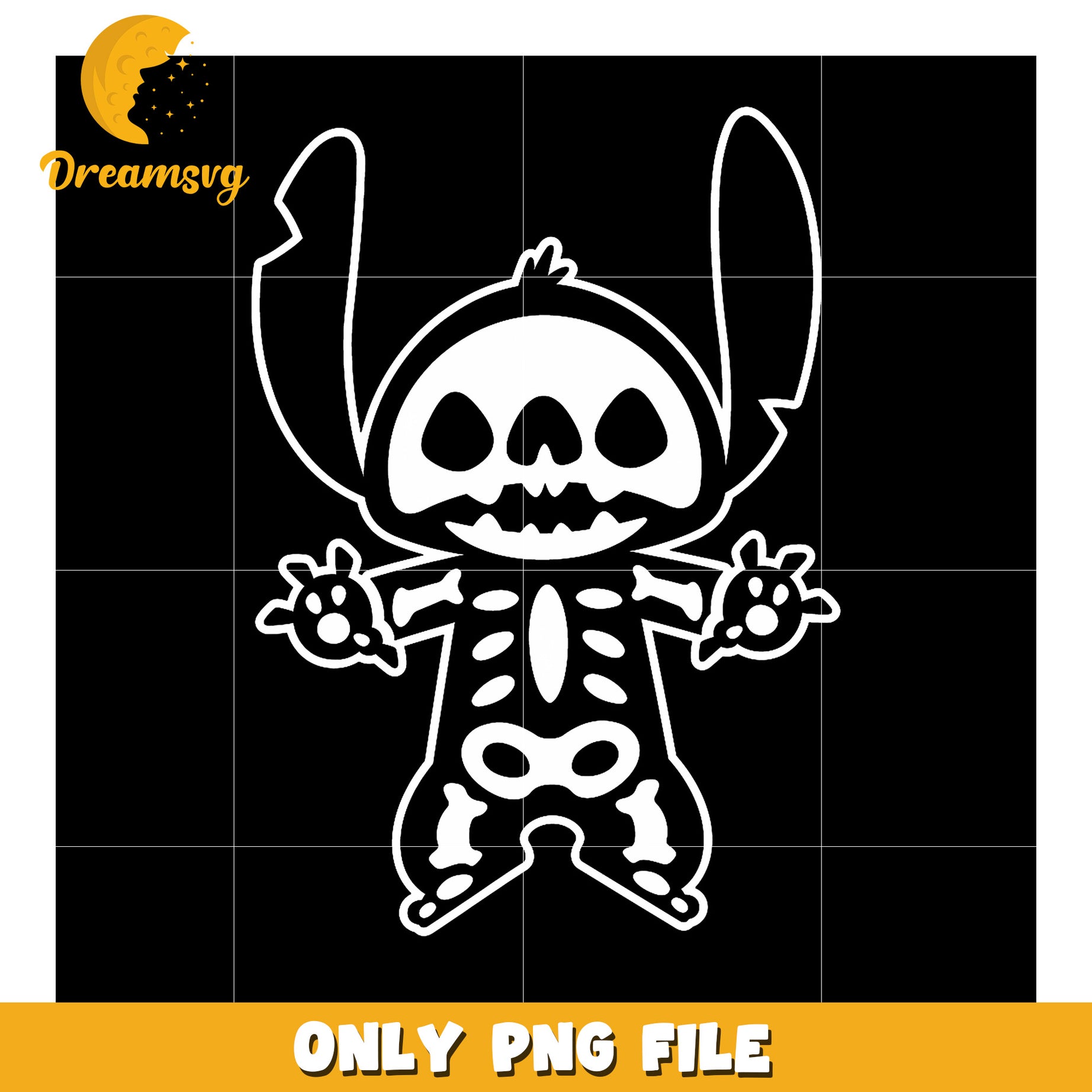 Disney Stitch Halloween Skeleton png, trending memes png, halloween disney png