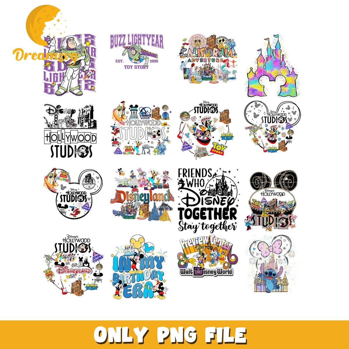 One Fun Graphics Disney Themed Bundle of Fun PNG Graphics for All Ages – DreamSVG Store