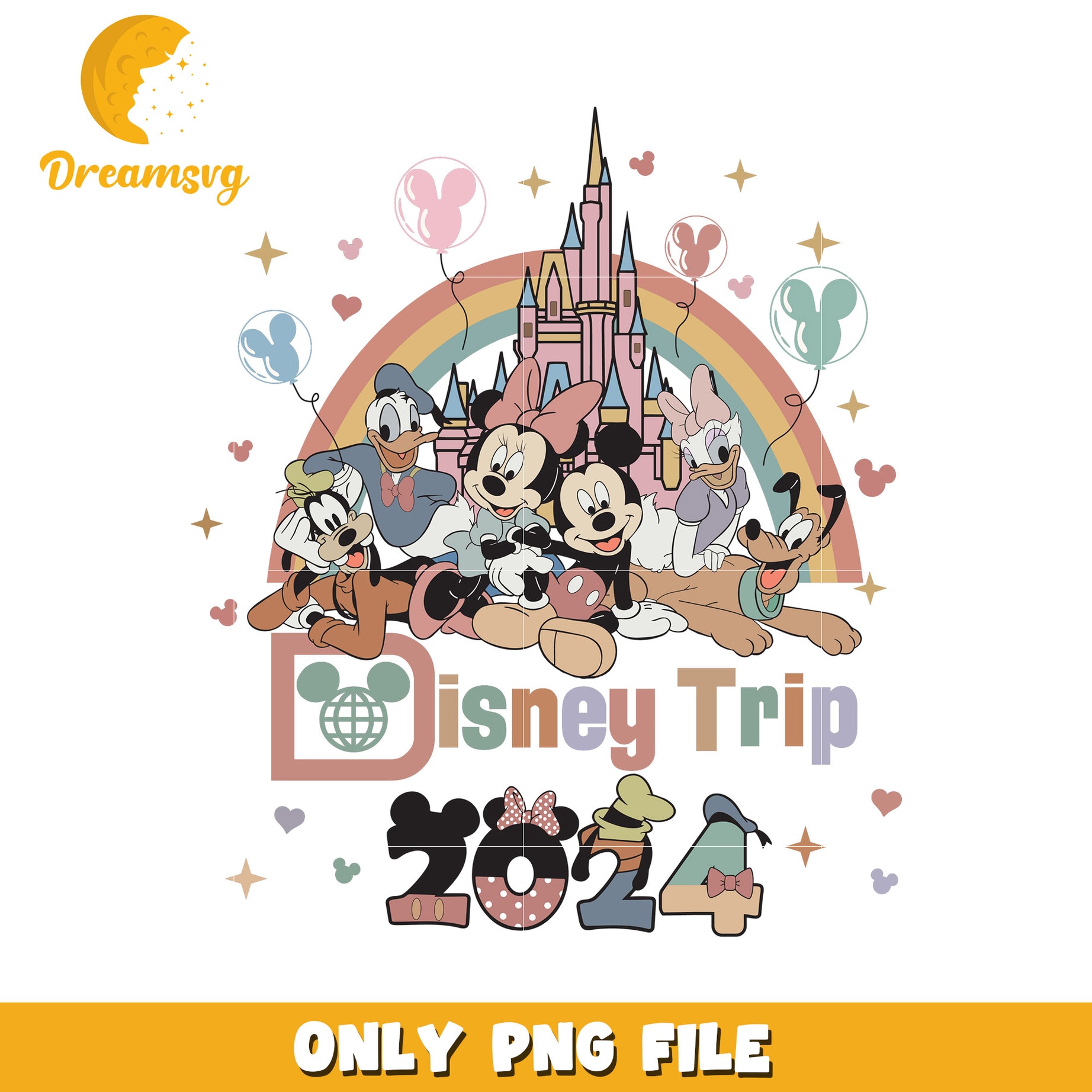 Disney Trip 2024 PNG File with Iconic Characters Design