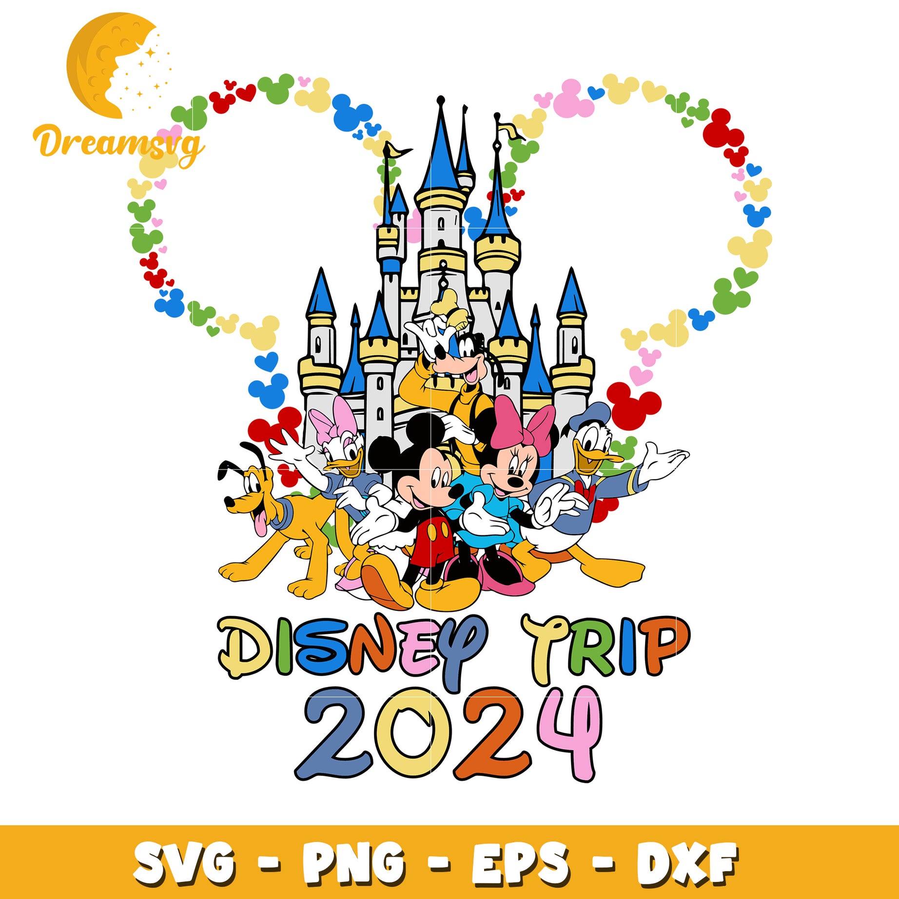 Disney Trip 2024 SVG Design with Mickey Mouse and Friends