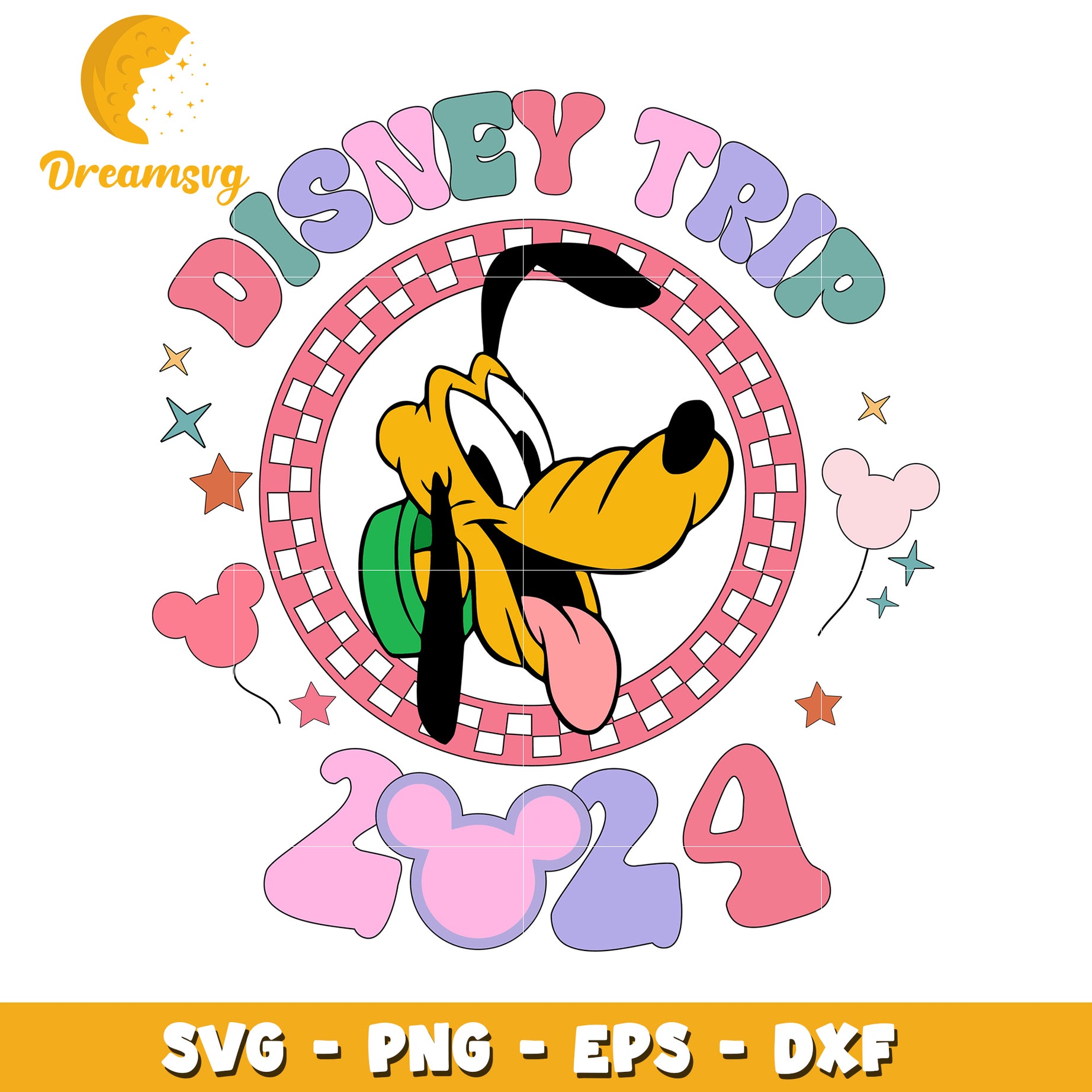 Disney Trip 2024 SVG with Pluto Fun Design for Family Memories