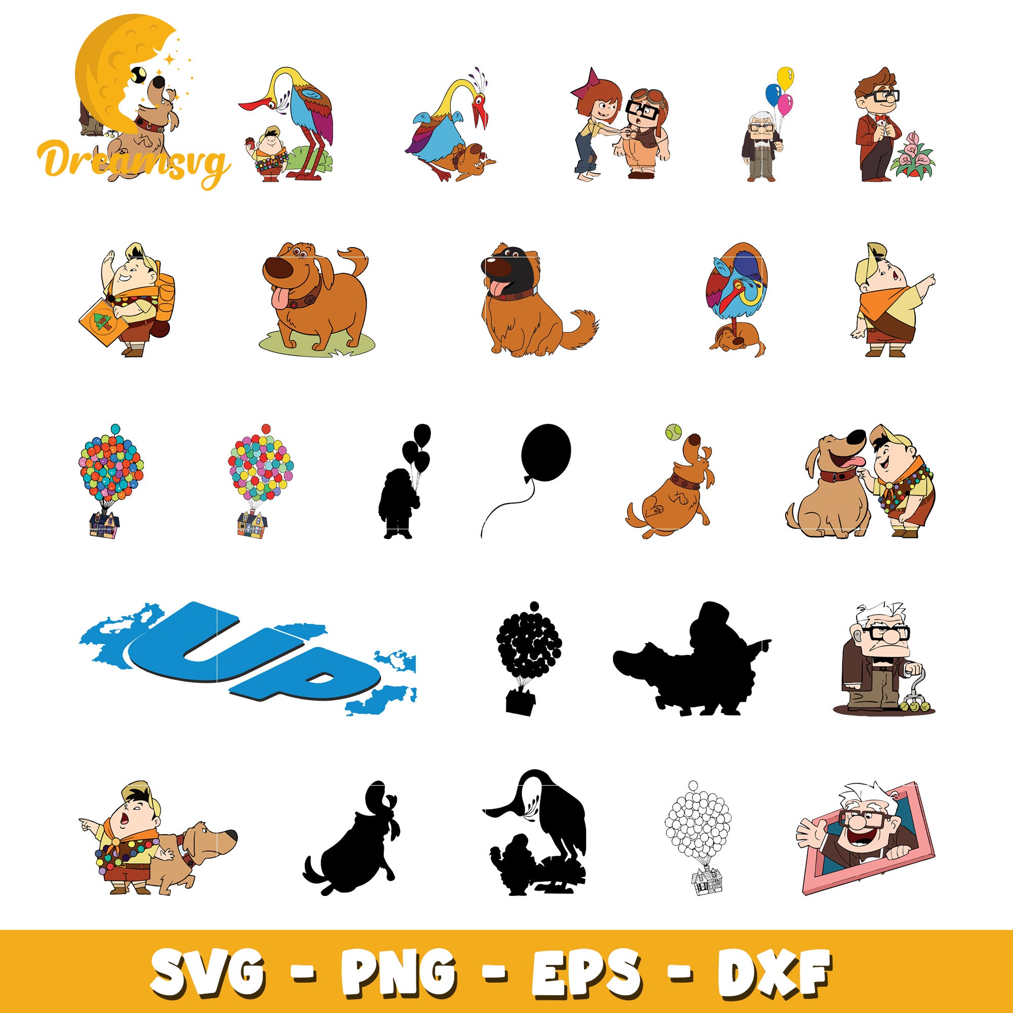 Disney Up character design bundle svg, up movie characters svg ...