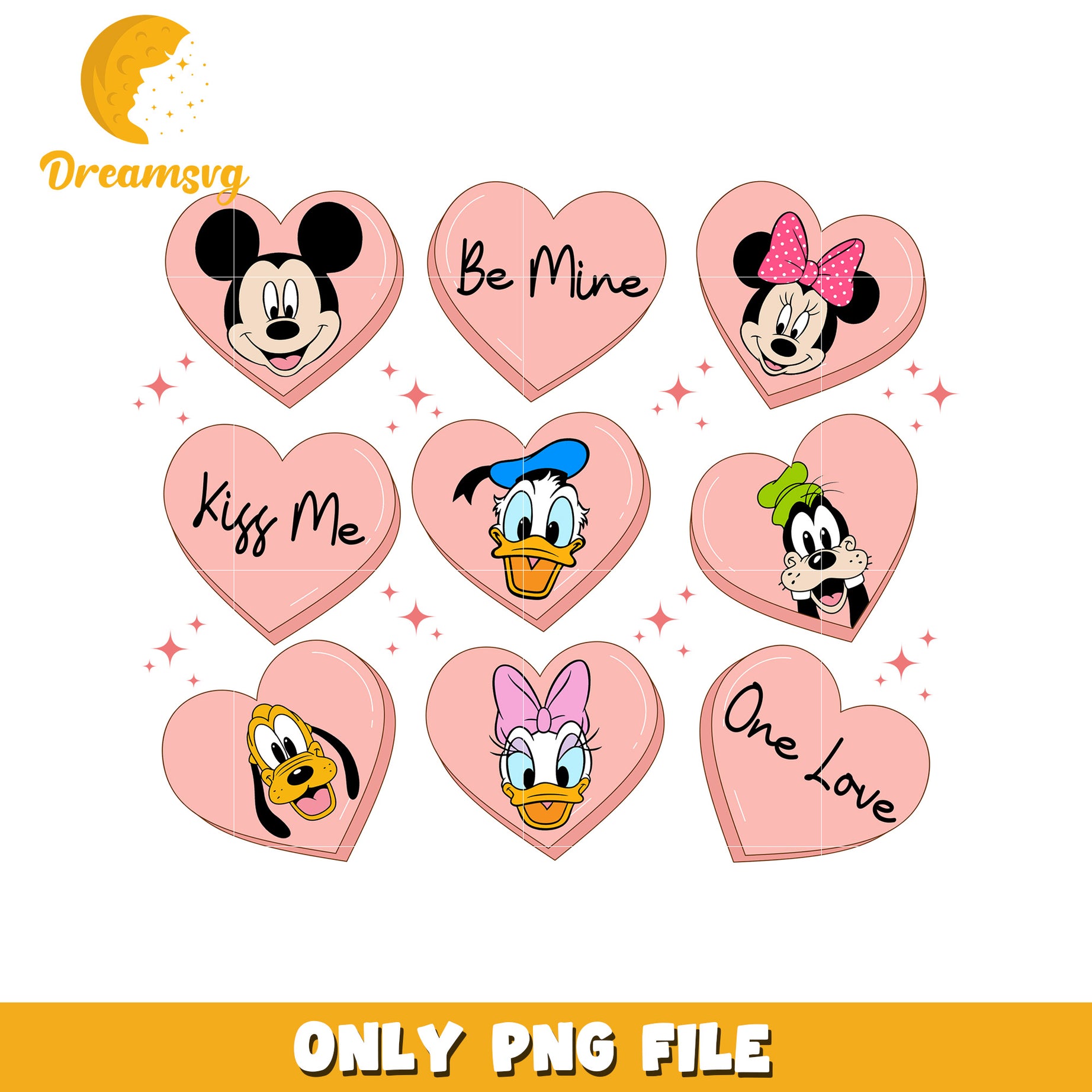 Disney Valentine Hearts PNG Set