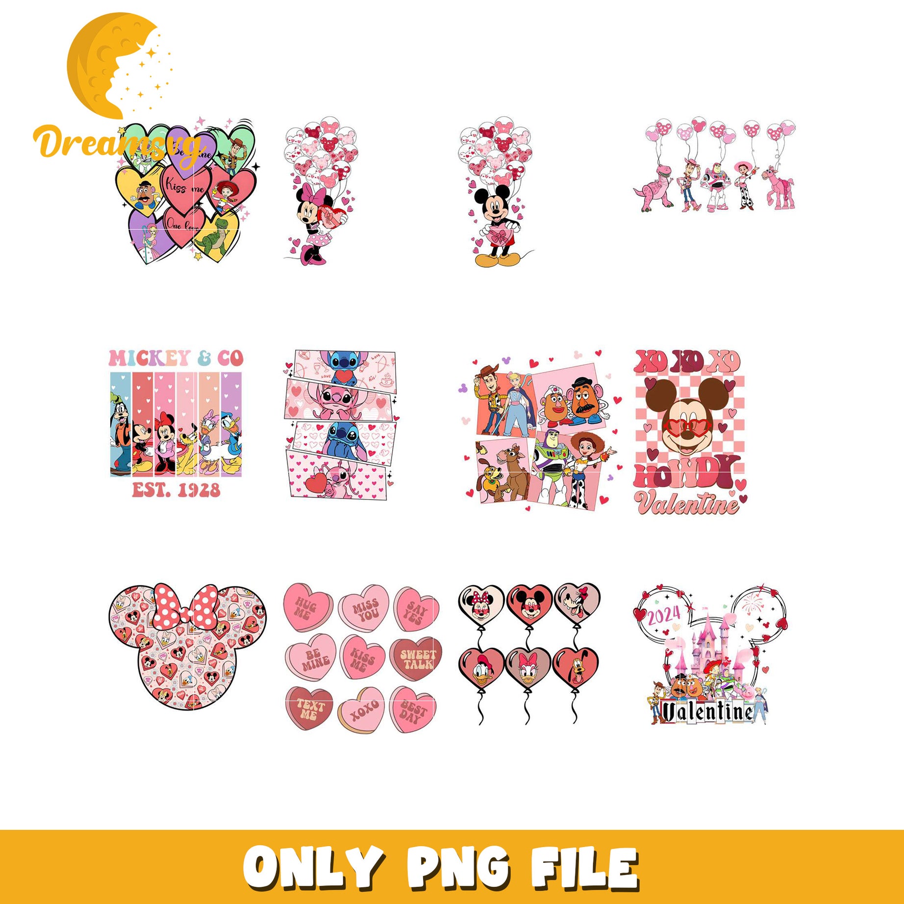 Disney Valentine PNG Bundle Designs