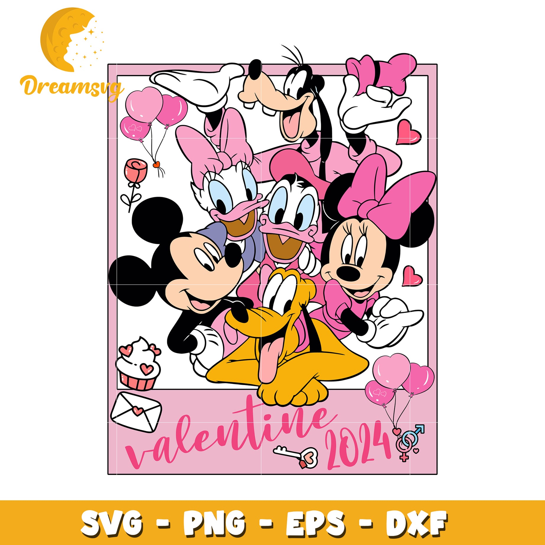 Disney Valentine SVG PNG EPS DXF 2024