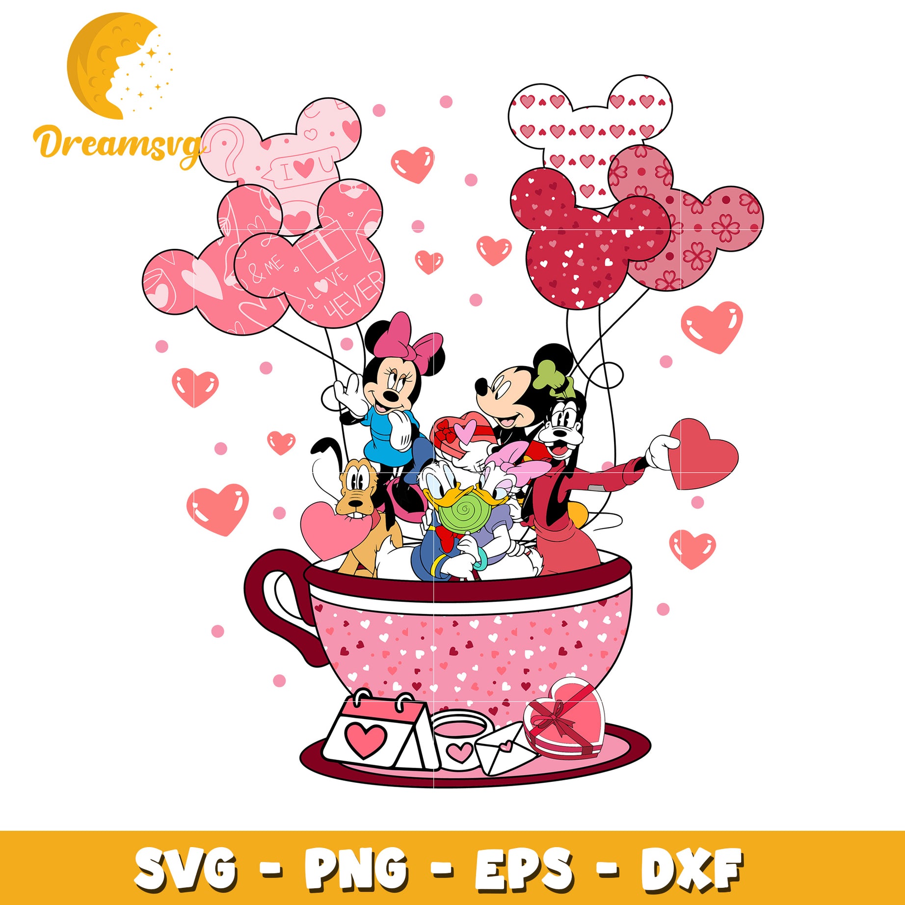 Disney Valentine SVG PNG EPS DXF Cut Files