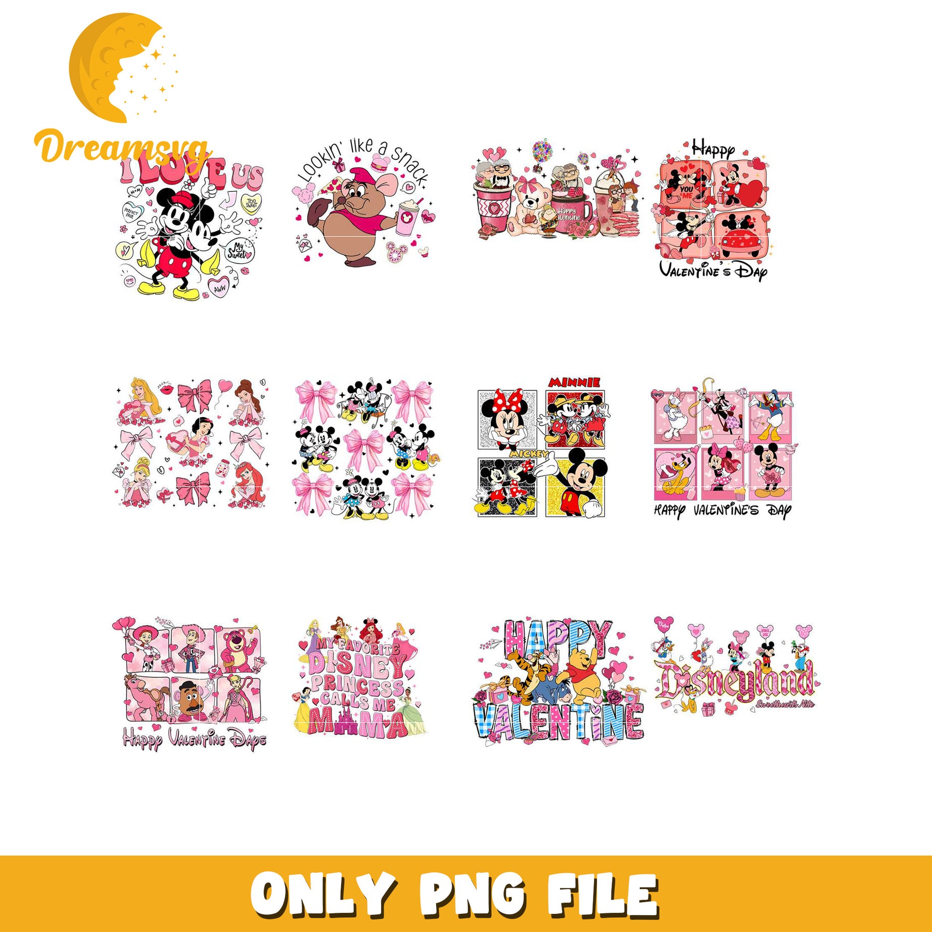 Disney Valentines PNG Bundle Sublimation