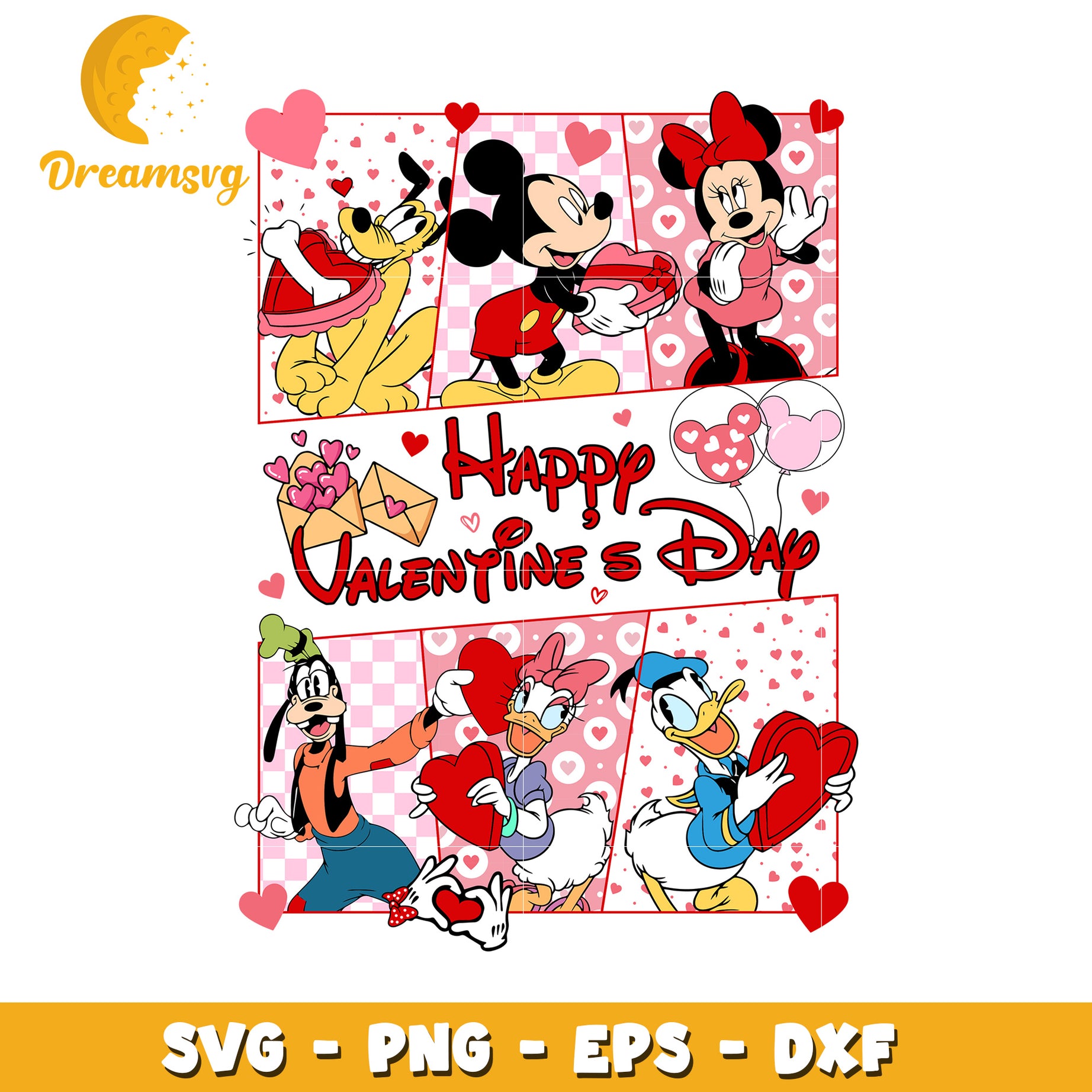 Disney Valentines SVG PNG EPS DXF Cut File