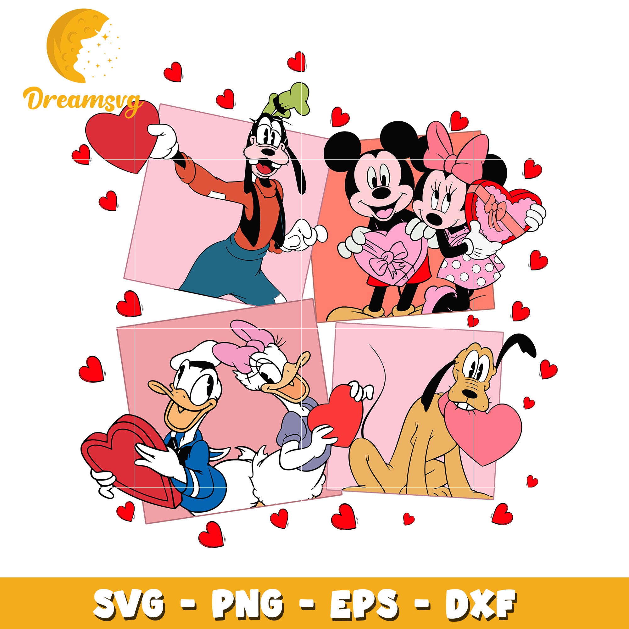 Disney Valentines SVG PNG EPS DXF Cut Files