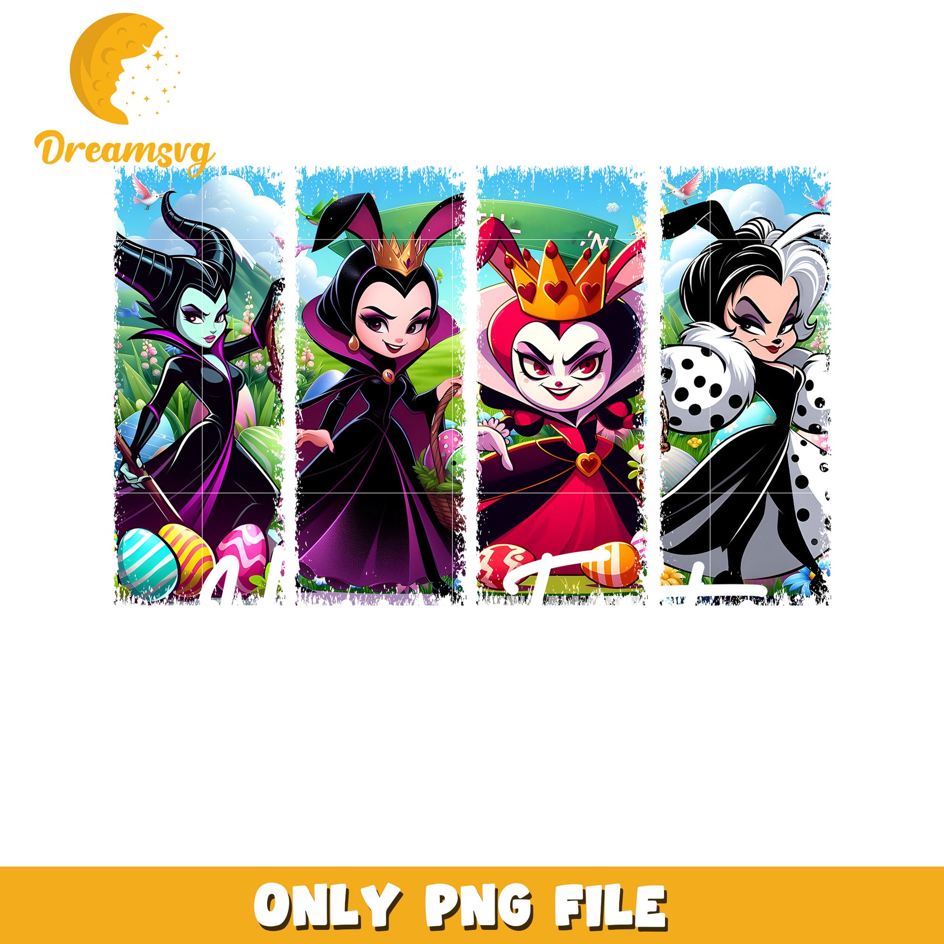 Disney Villains Easter PNG Design