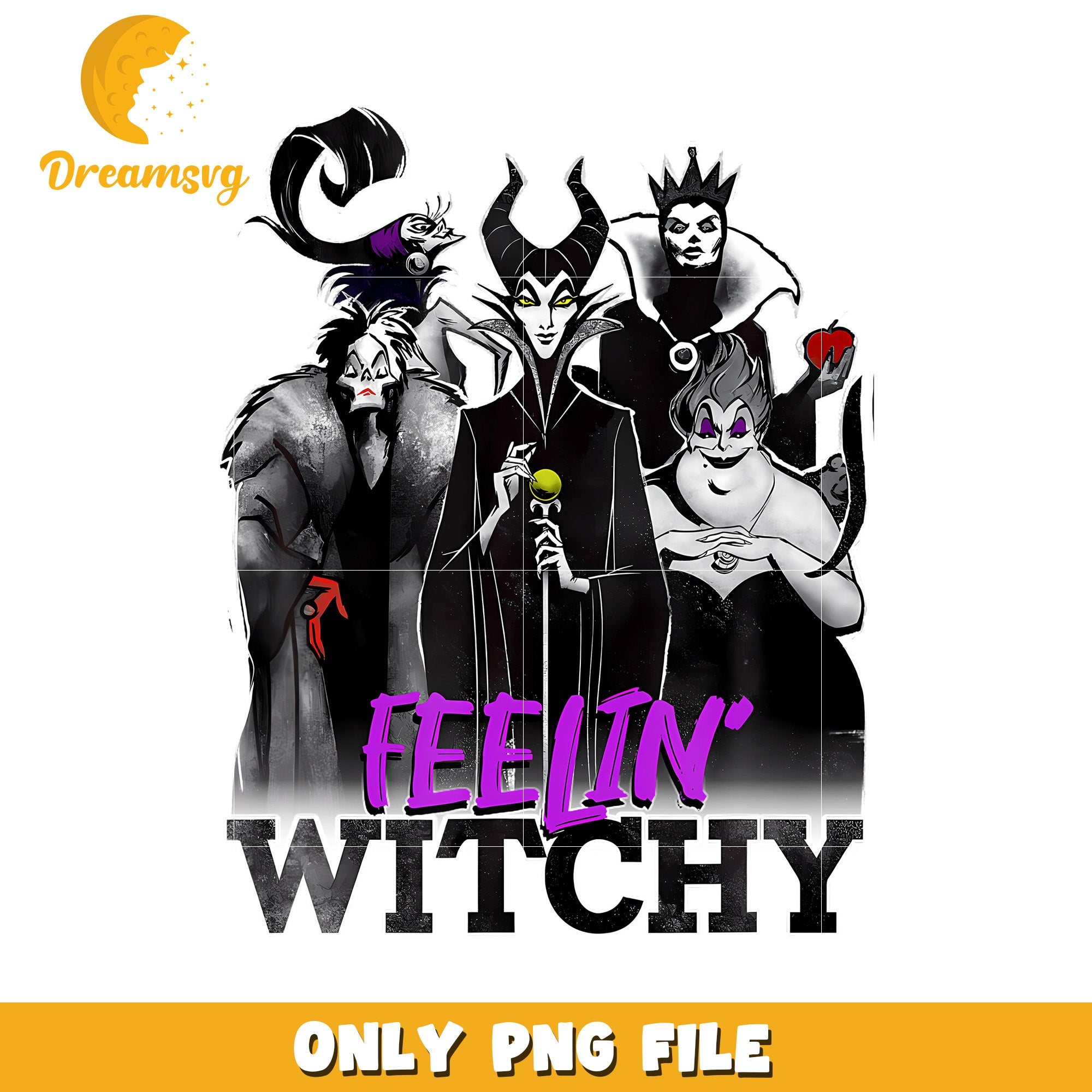 Disney Villains Halloween Feelin' Witchy png, hilarious quotes png, spooky png