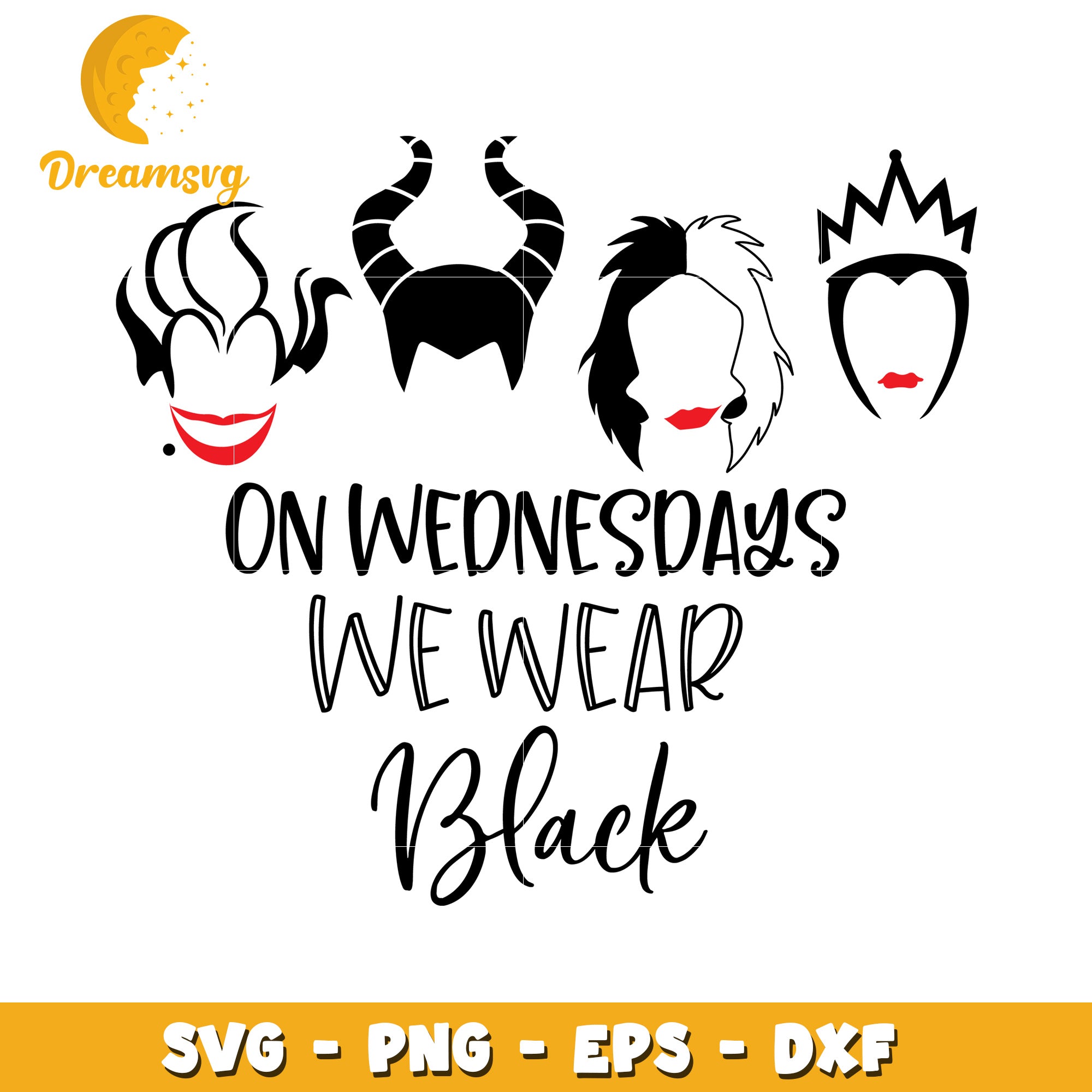 Disney Villains SVG Wednesday Black PNG
