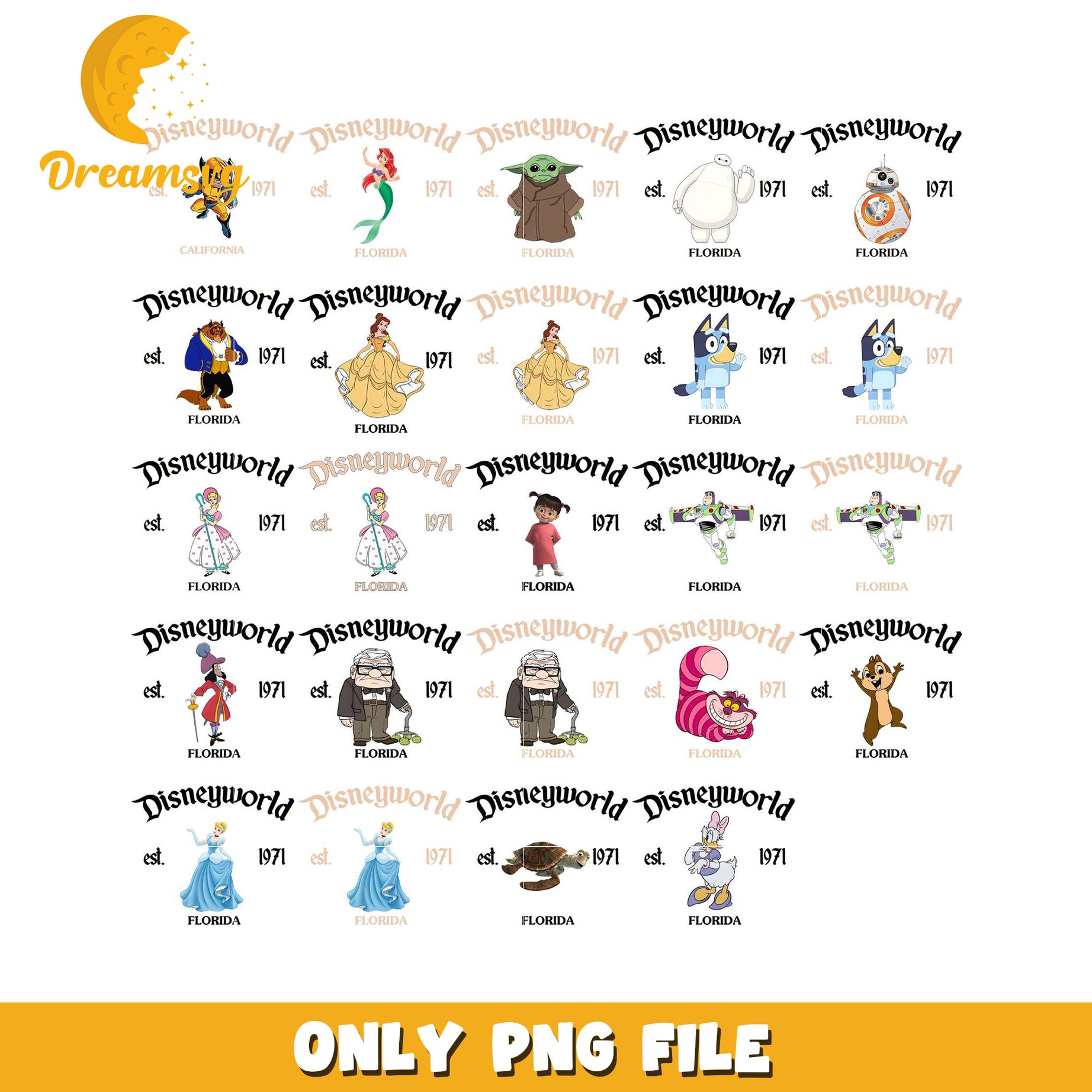 Disney World Character PNG Bundle