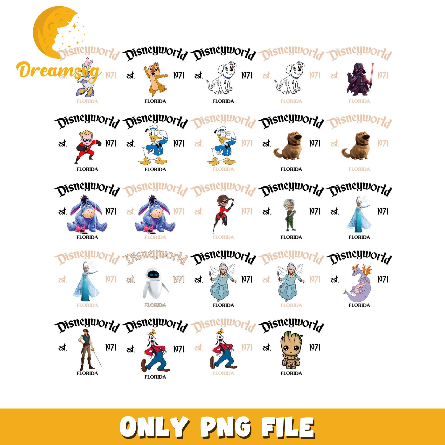 Disney World Characters PNG Bundle