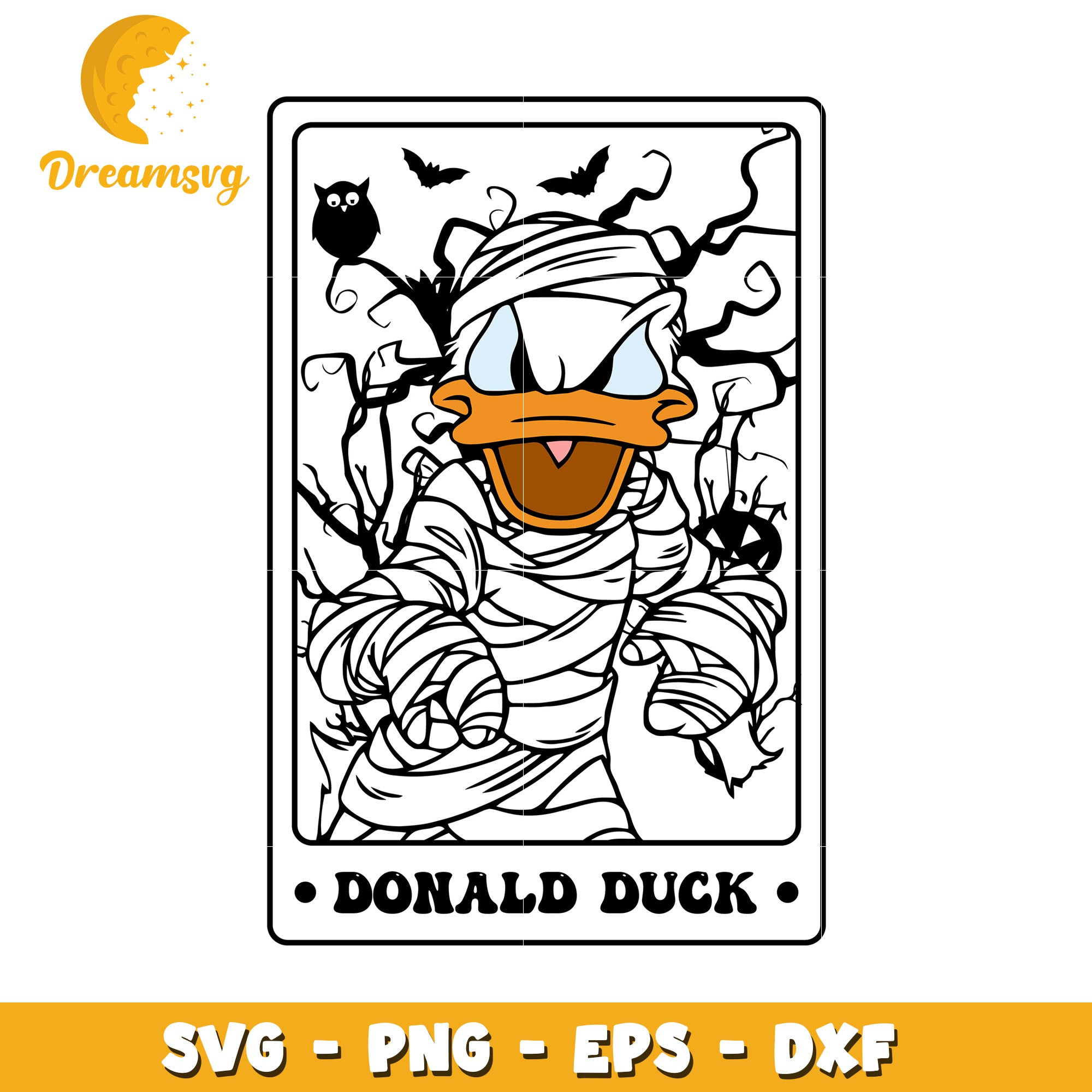 Disney Donald mummy tarot card svg, Disney friends halloween vibes svg