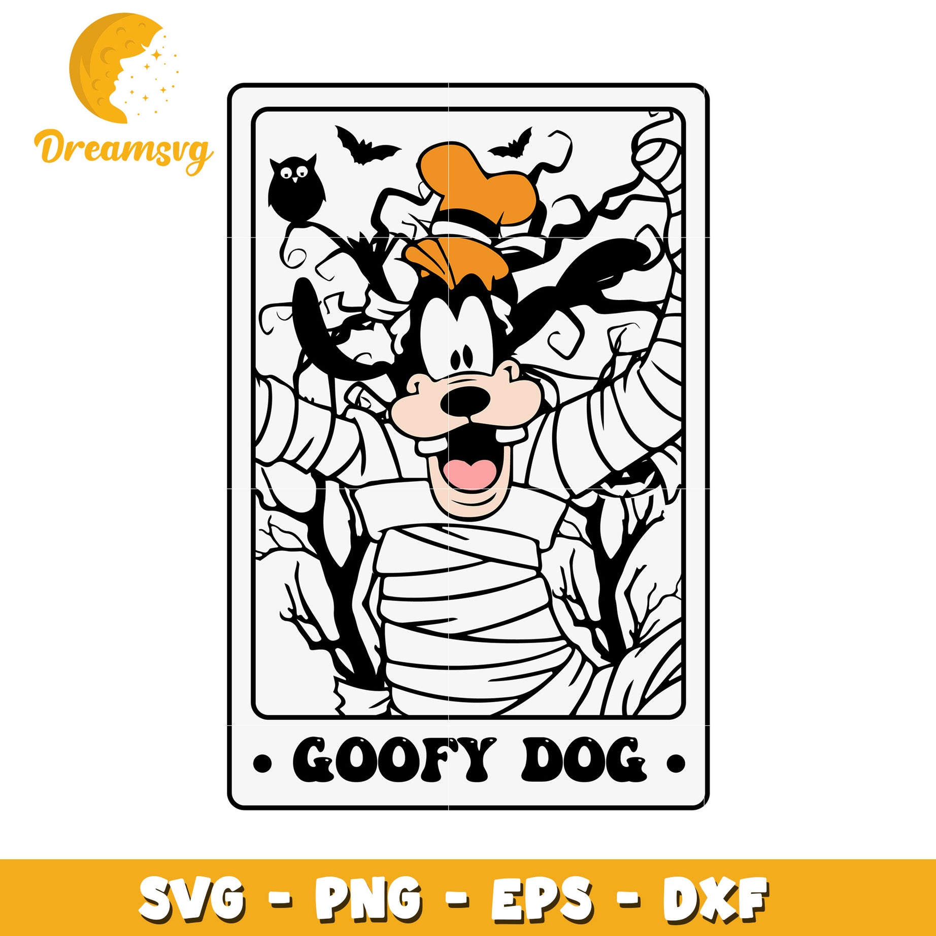 Disney Goofy mummy tarot card svg, Disney friends halloween vibes svg