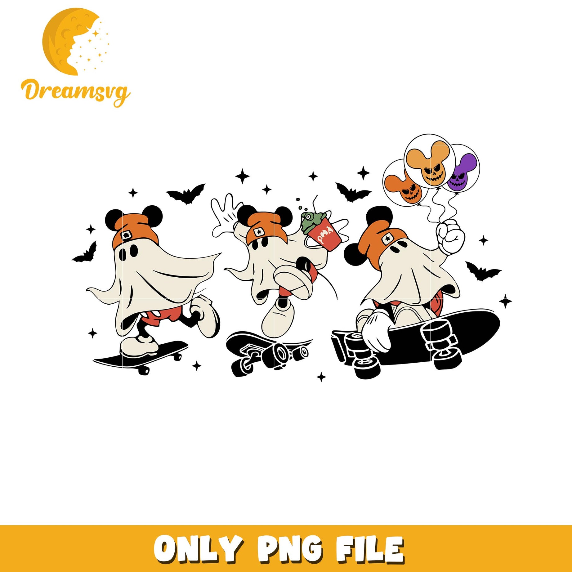 Disney Halloween Mickey Skating png, Disney world halloween vibes png