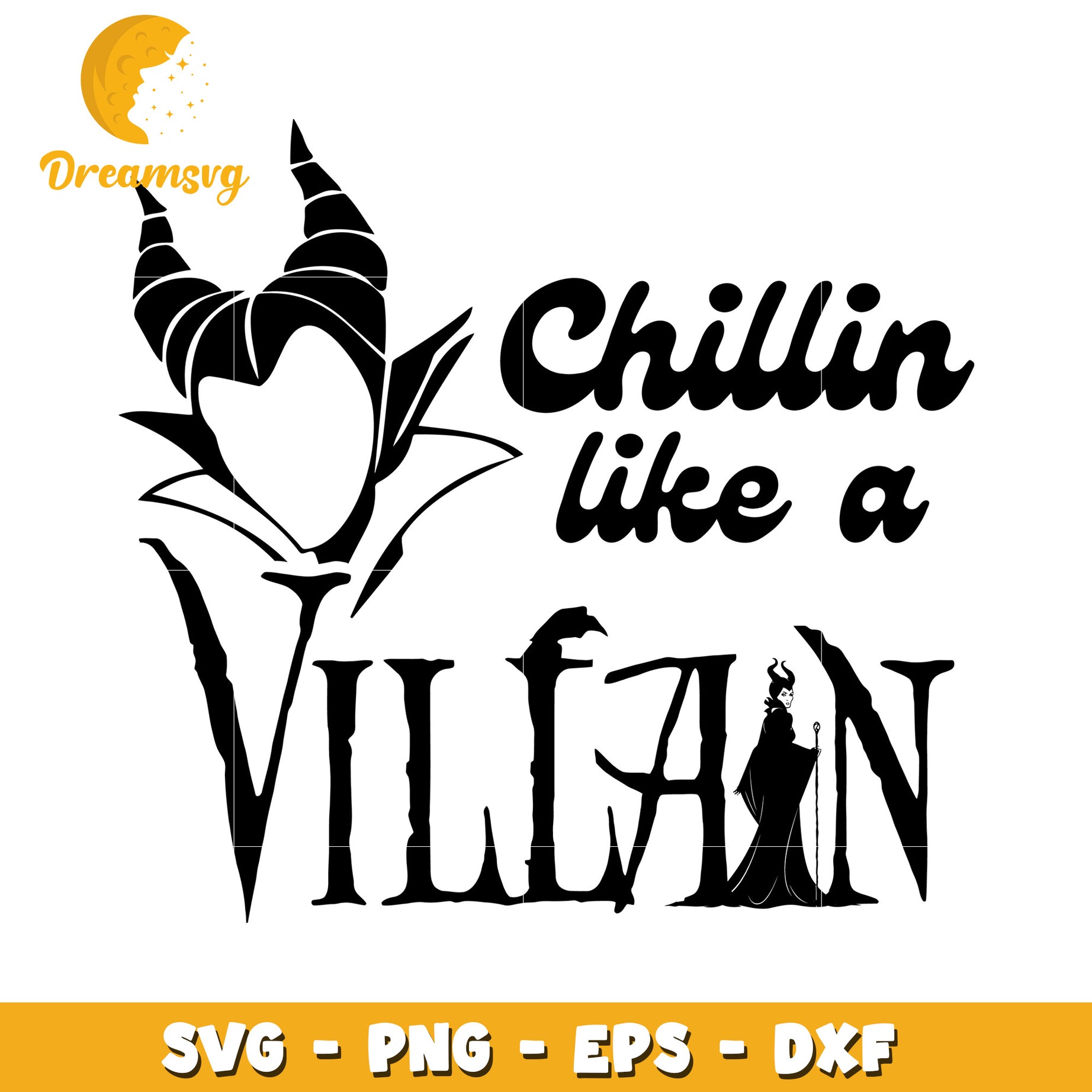 Disney Maleficent chilling like a villain svg, Disney friends halloween vibes svg