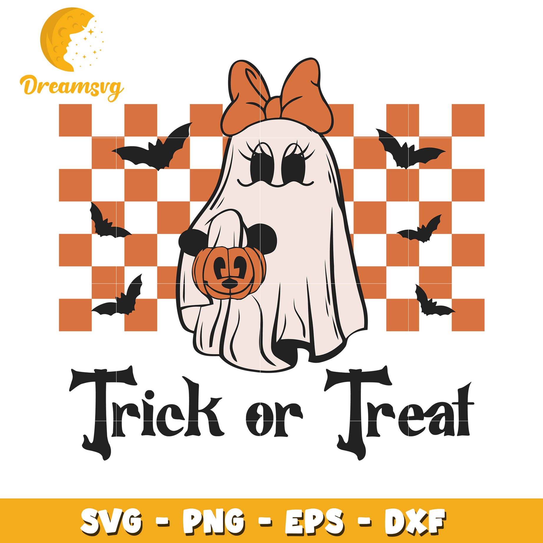 Disney Minnie ghost trick or treat svg, Disney friends halloween vibes svg