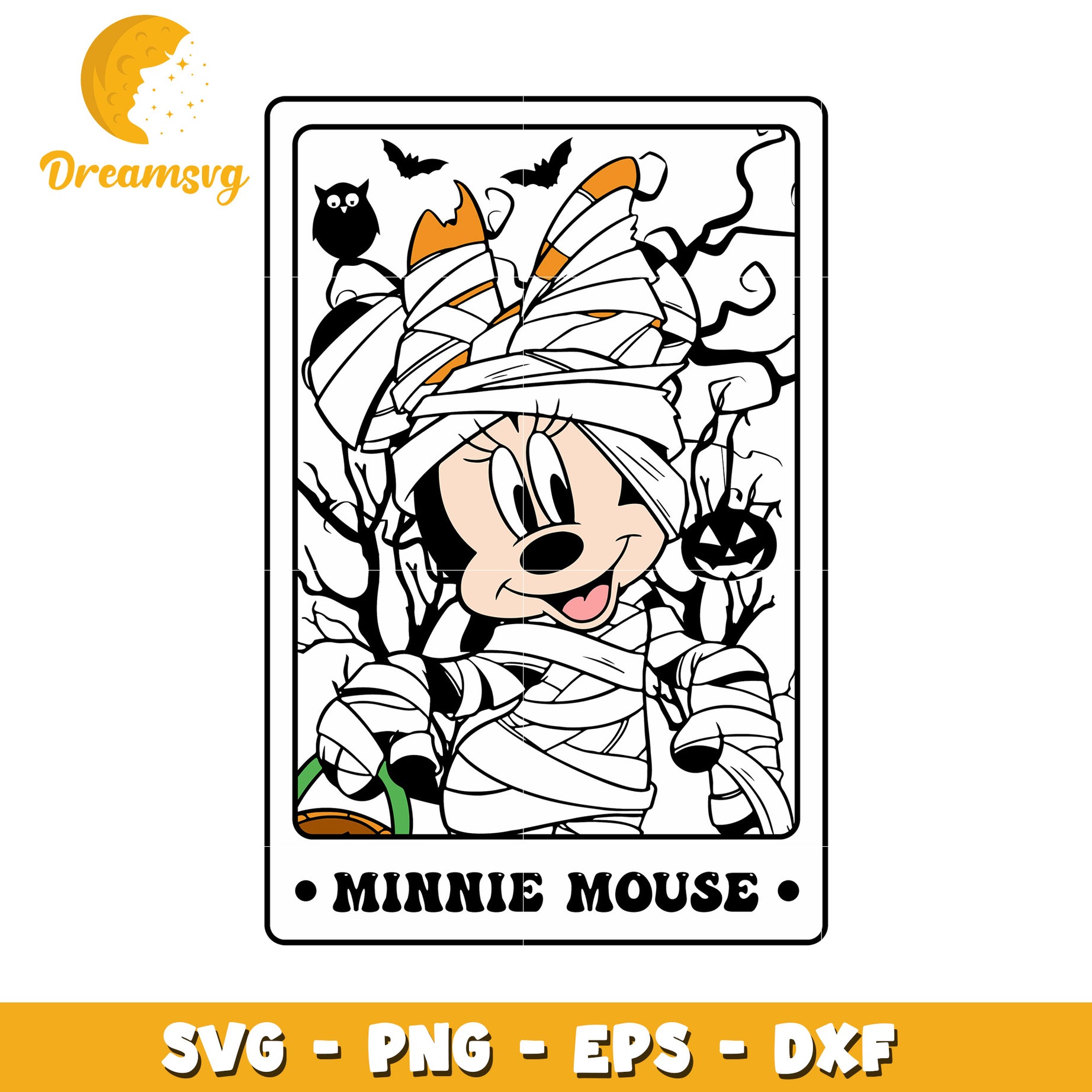 Disney Minnie mummy tarot card svg, Disney friends halloween vibes svg