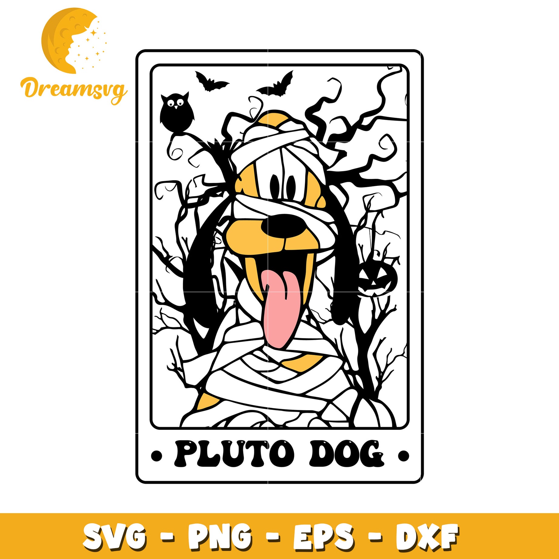 Disney Pluto mummy tarot card svg, Disney friends halloween vibes svg