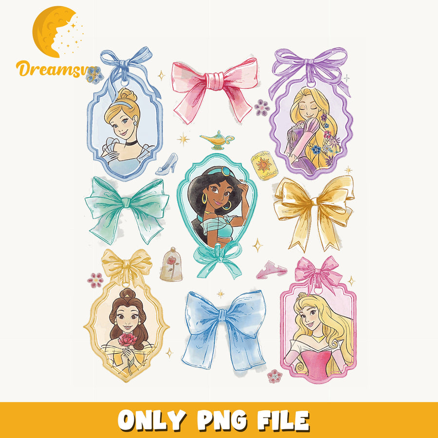 Disney Princess Coquette Bow PNG, Cinderella Belle Jasmine, Aurora PNG