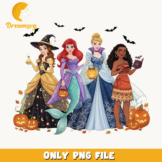 Disney Princess Halloween Clipart, Witch Mermaid Cinderella Moana