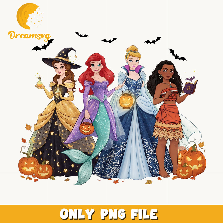 Disney Princess Halloween Clipart, Witch Mermaid Cinderella Moana