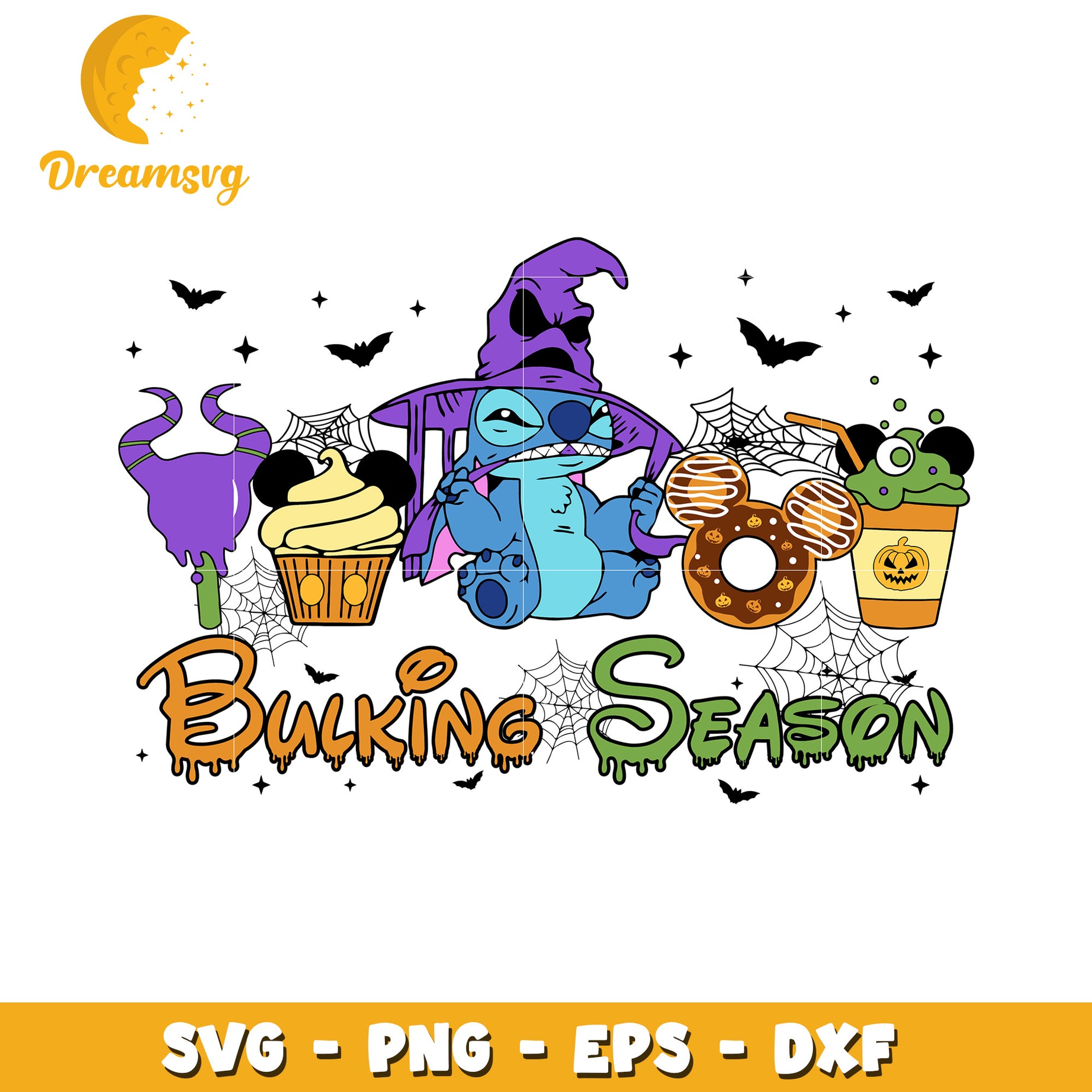 Disney Stitch bulking season svg, Disney friends halloween vibes svg